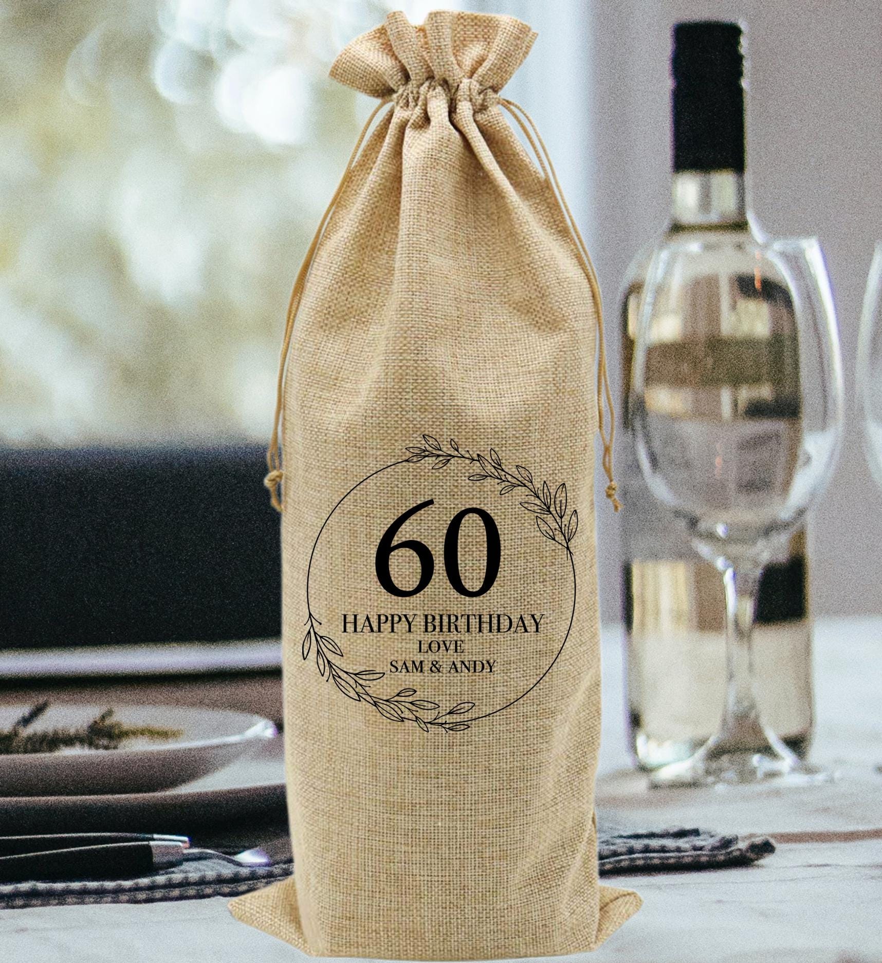 Personalised special birthday wine bag holder, Birthday gift wine bag holder gift,  Milestone birthday wine bag,  Big birthday wine bag