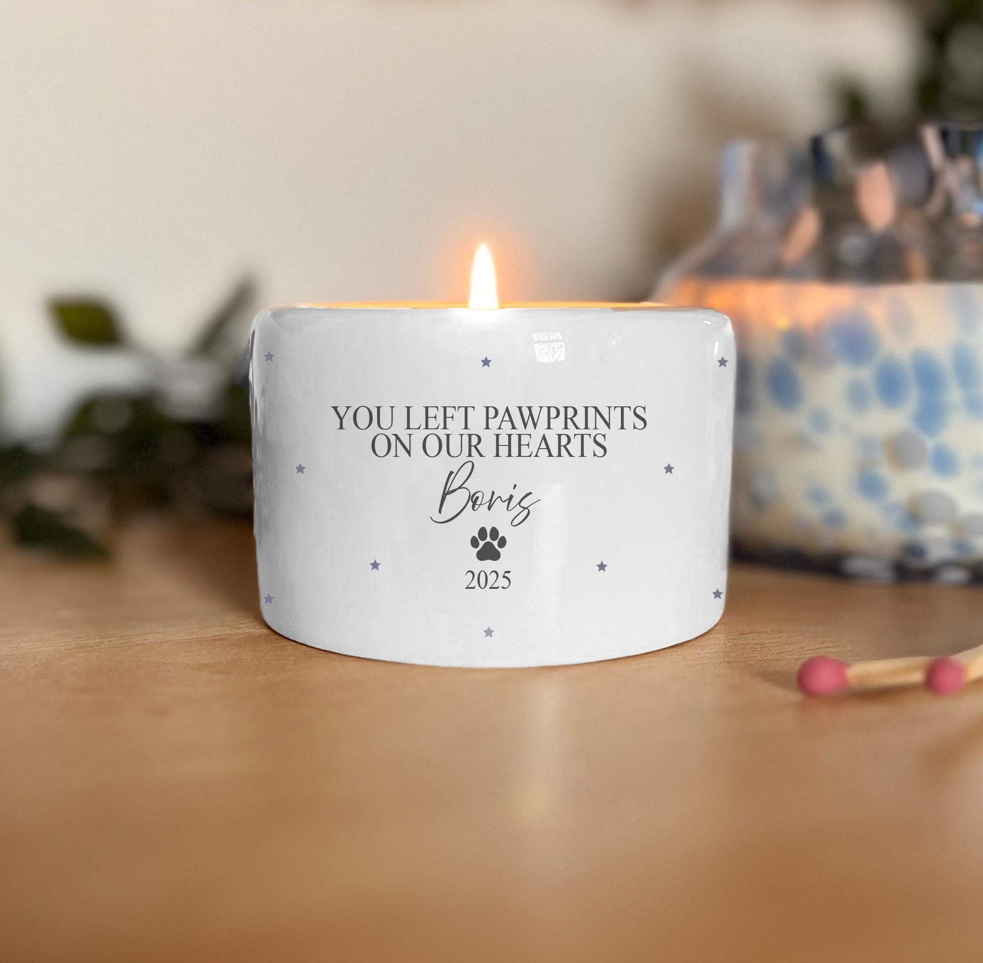 Personalised pet loss memorial tealight candle gift, Pet breavement in loving memorial candle, Sorry for your loss pet candle gift