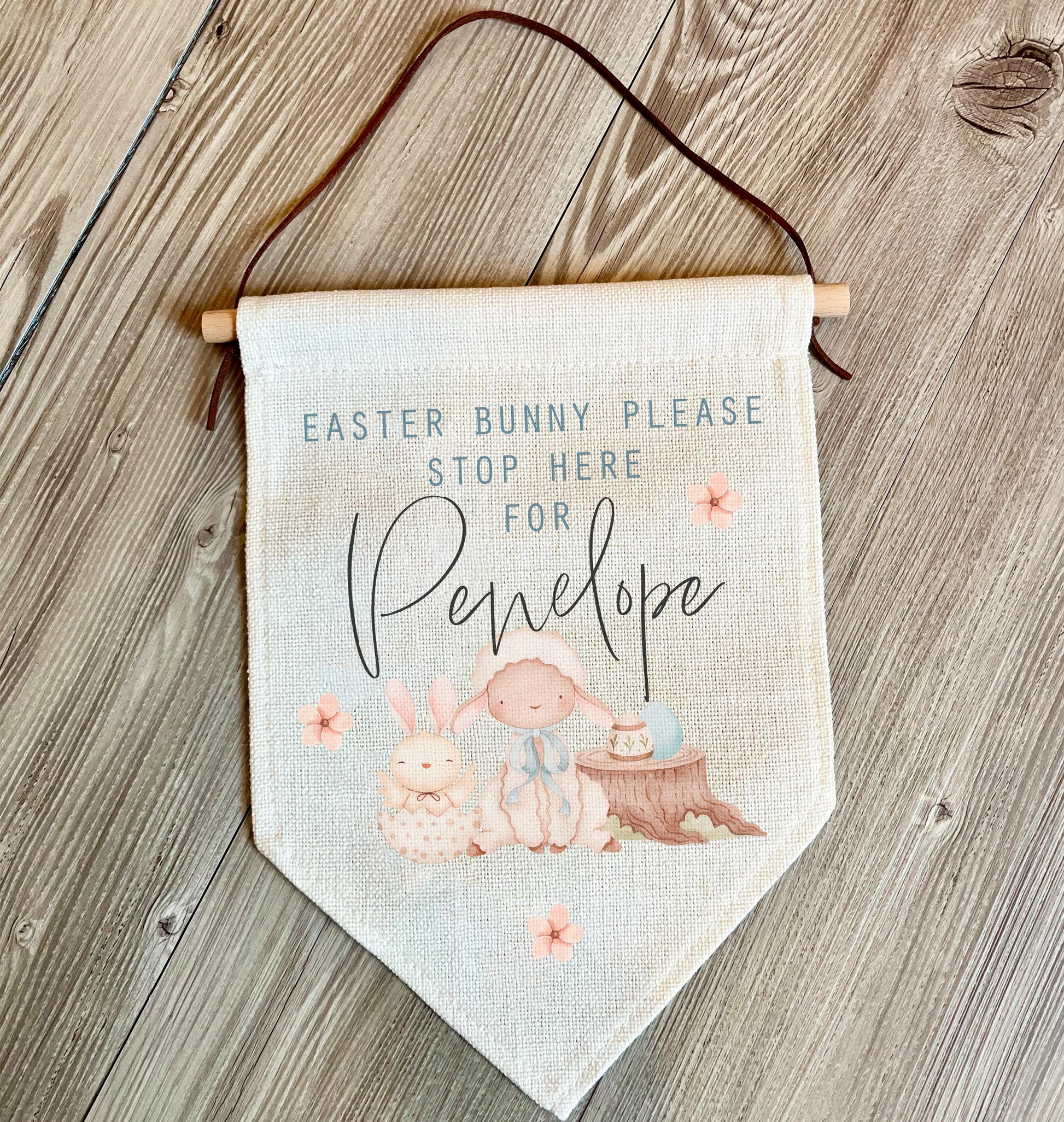 Personalised easter bunny stop here wall hanging, easter bunny stop here, easter bunny sign, easter decor