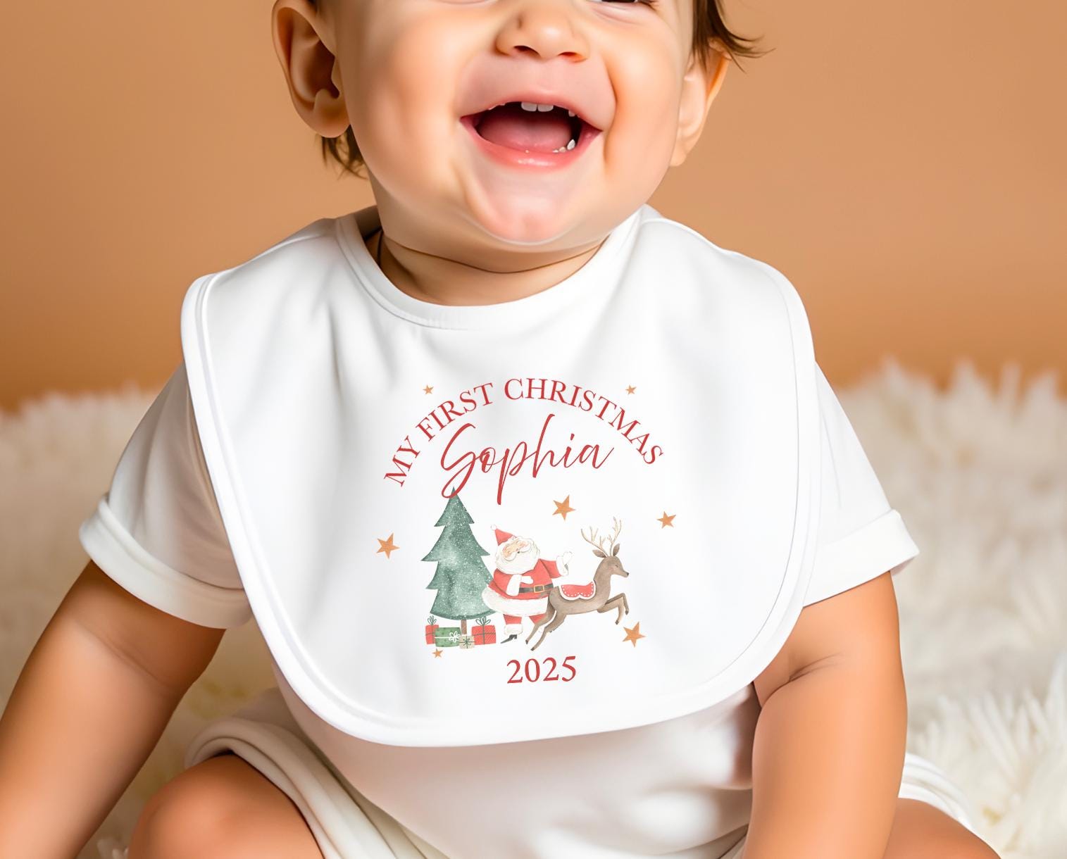 Personalised my first santa christmas bib ,  My first christmas bib , Christmas gift , Baby clothing , Babies first christmas