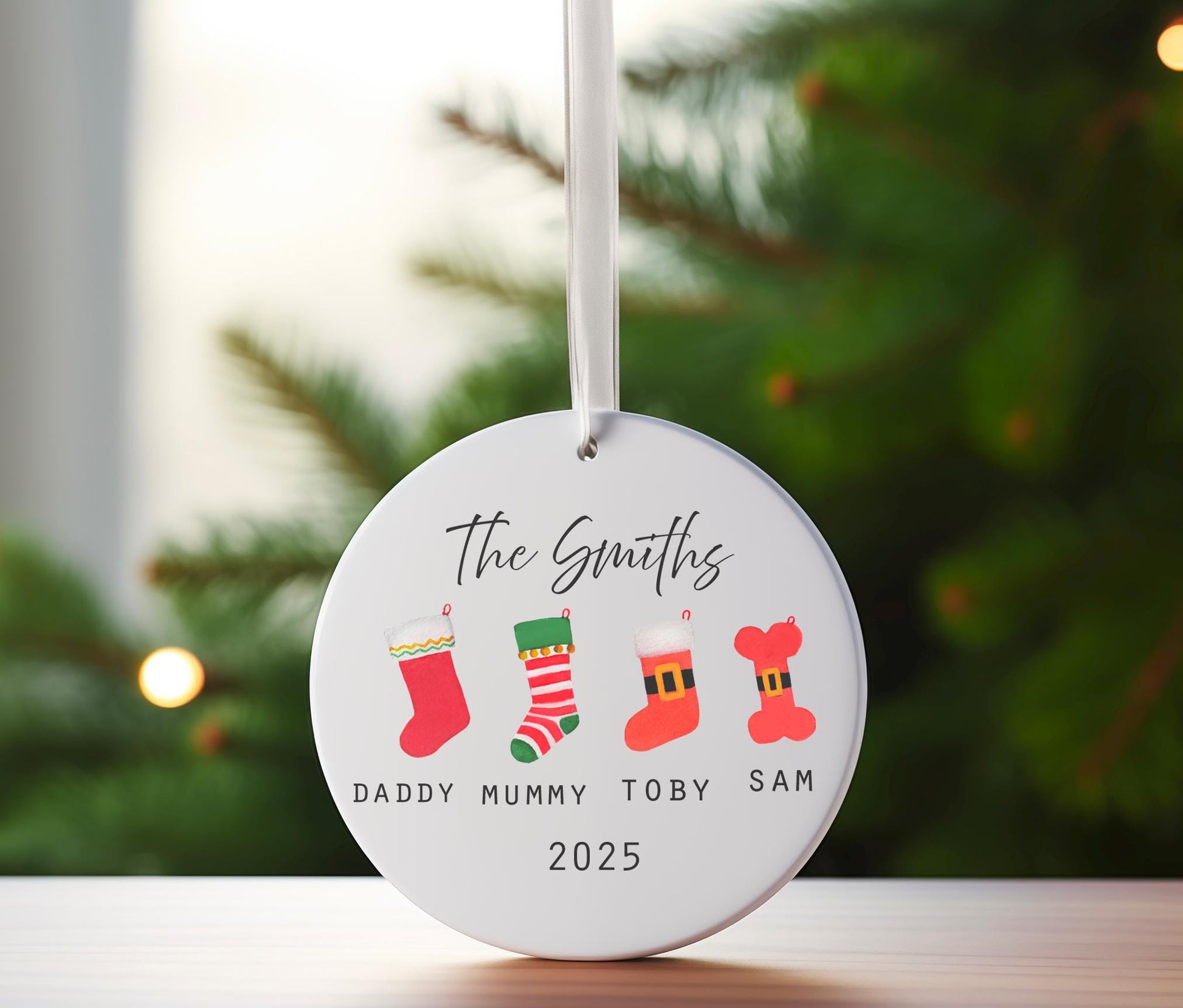Personalised family stocking Christmas tree decoration christmas eve box personalised santa sack first christmas gift