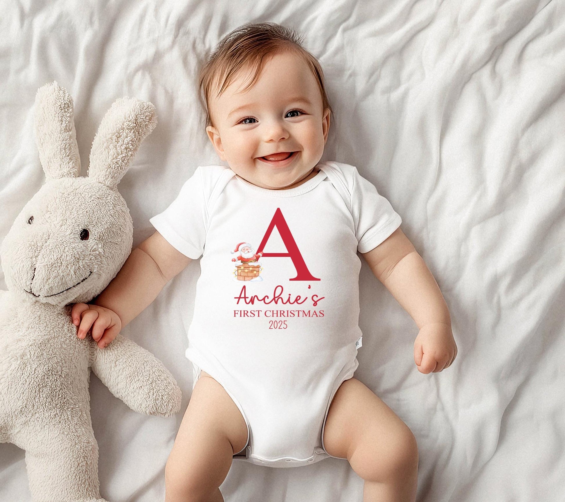 Personalised first christmas initial outfit, First christmas sleepsuit, My first christmas vest, My 1st christmas outfit, christmas pyjamas