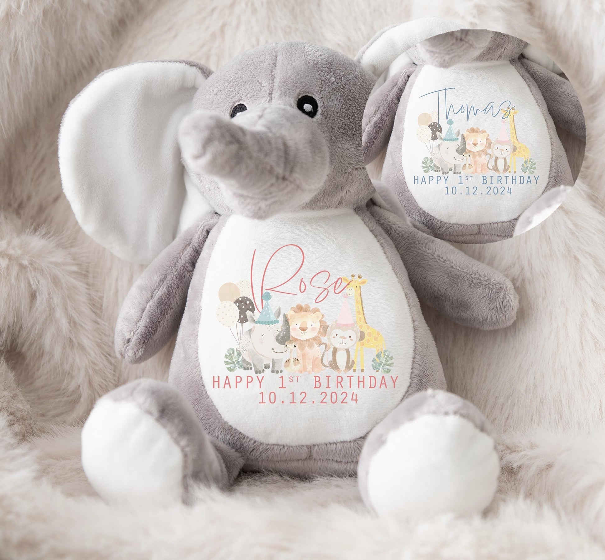 Personalised safari animal first birthday teddy, personalised Birthday teddy, Birthday teddy, First birthday teddy