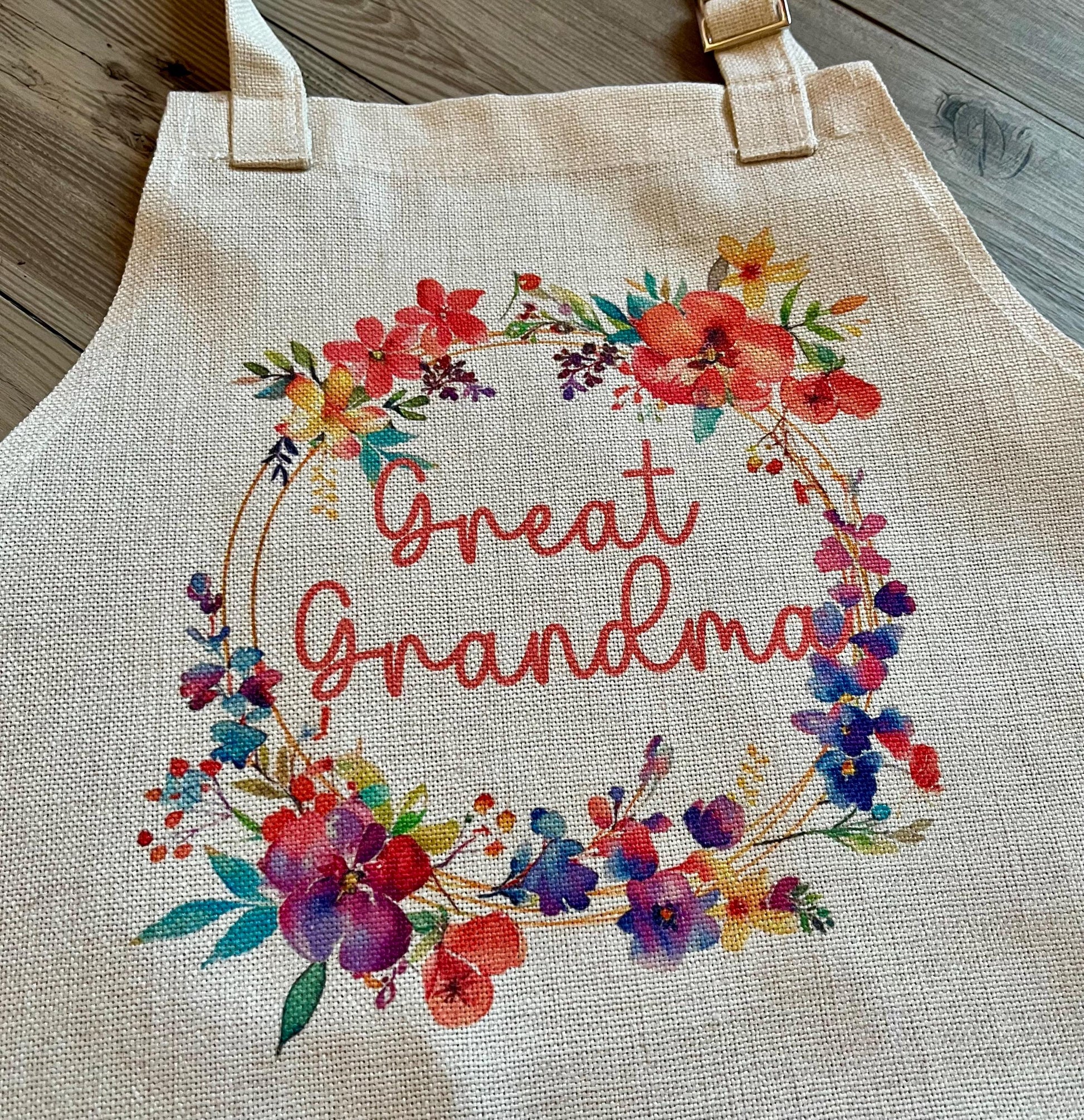 Personalised nanny flower apron gift grandkids grandmother custom present pinny, Grandmas baking apron, Nannys cooking apron