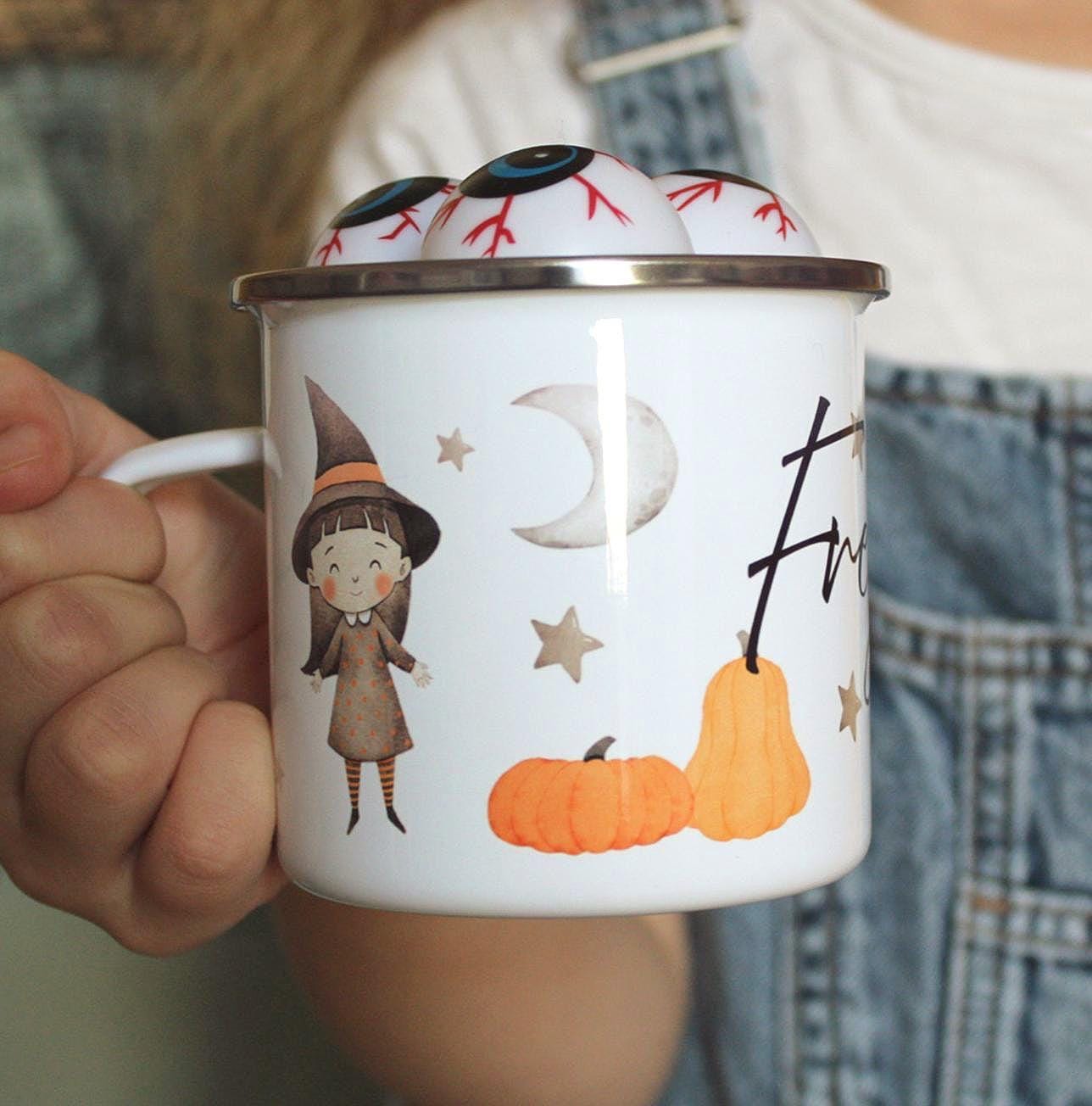 Personalised Kids Halloween witch Mug Gift Idea , Halloween Party Favour Spooky kids mug , Halloween adults spooky mug , Boo box filler