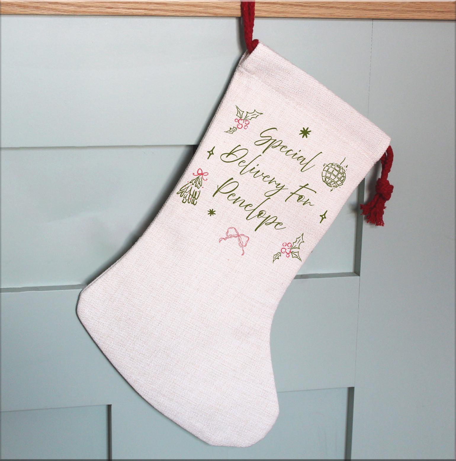 Personalised christmas vintage stocking , Matching stocking , Personalised christmas stocking , Vintage christmas decor