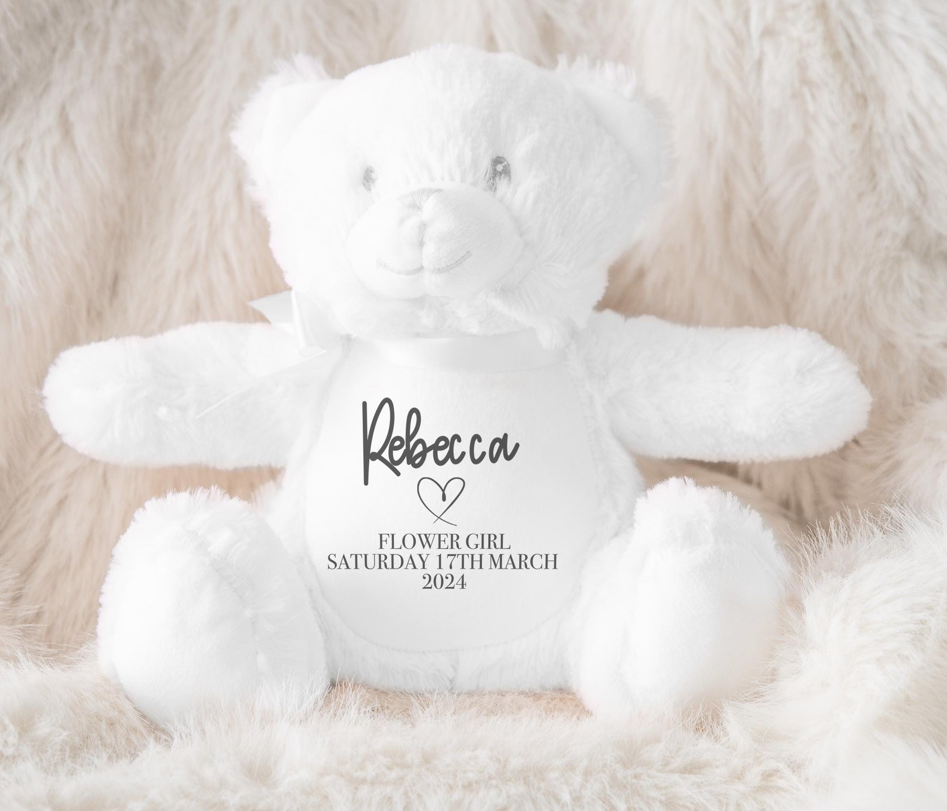 Personalised will you be our flower girl heart teddy, flower girl proposal, bridesmaid proposal