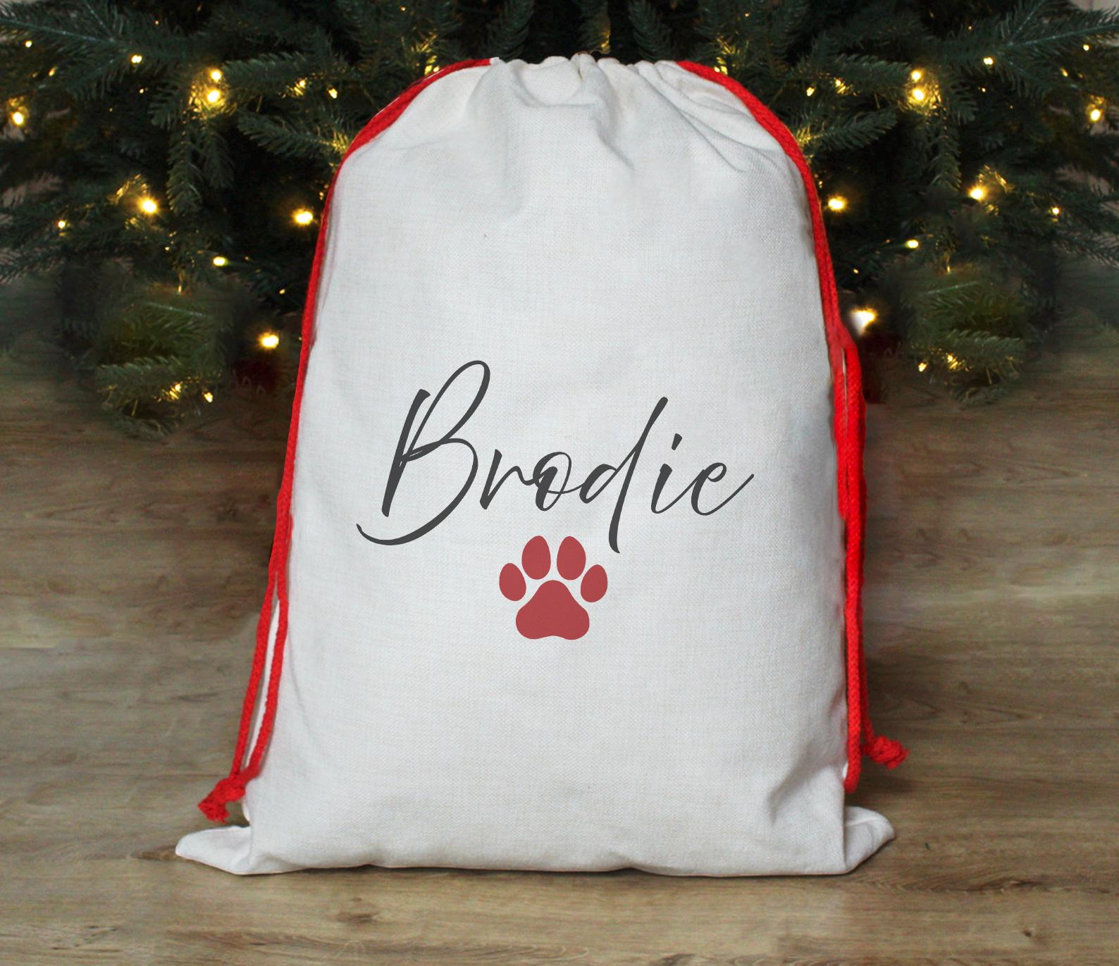 Personalised Pet Christmas Sack , Dog Paw Sack , Holiday Sack for Dog , Christmas Gift , Dog Sack , Dog Paw Stocking