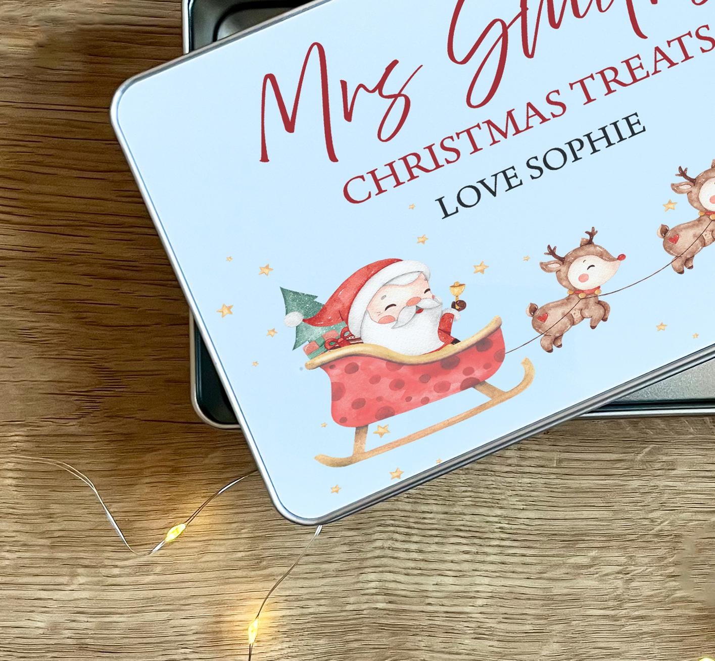 Personalised christmas teacher treat tin , Christmas teacher treat gift , Personalised teacher gift , Treats tin Personalised treat tin