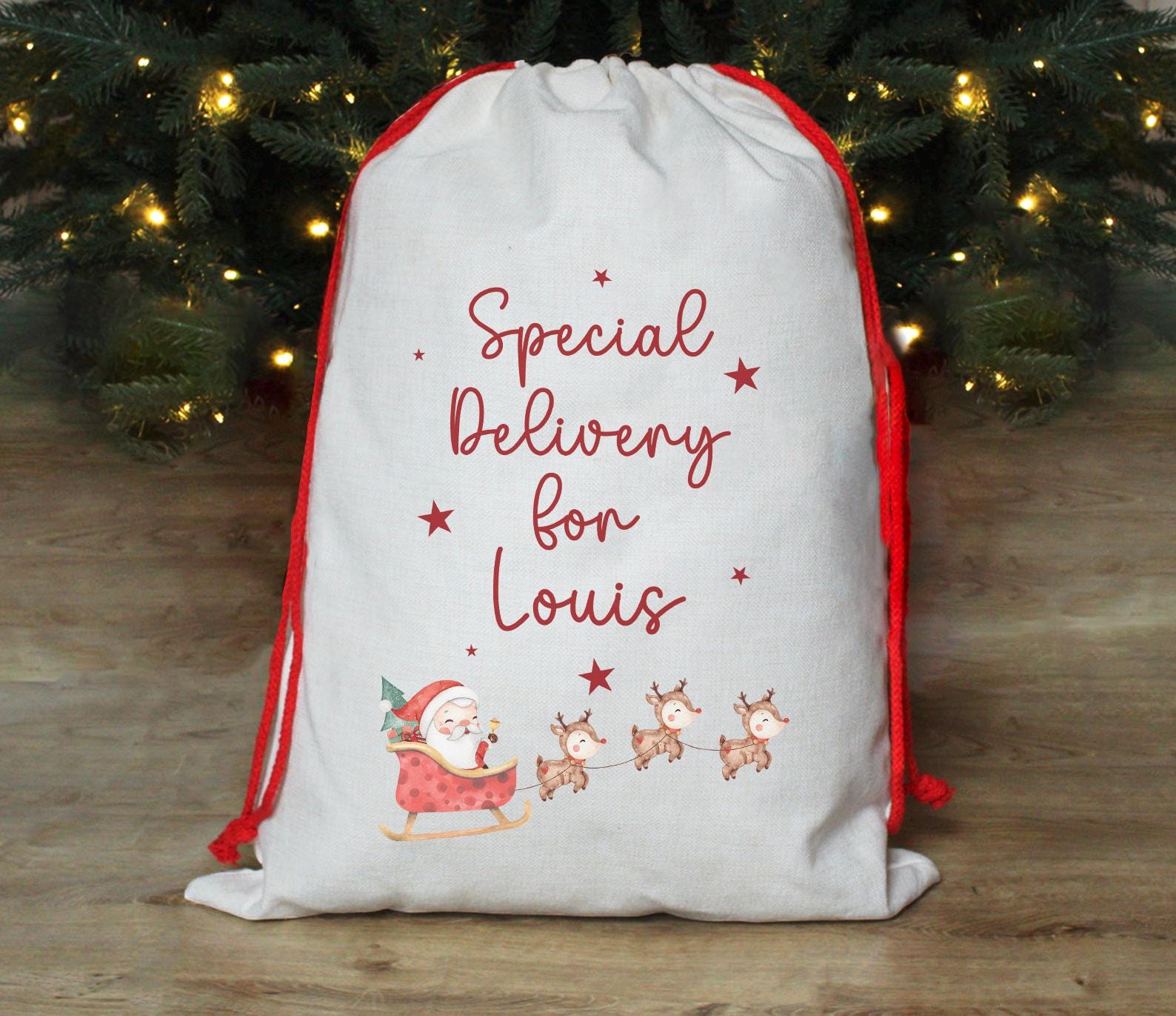 Personalised christmas santa tradtional present sack, Personalised special delivery santa sack, Personalised special delivery gift stocking