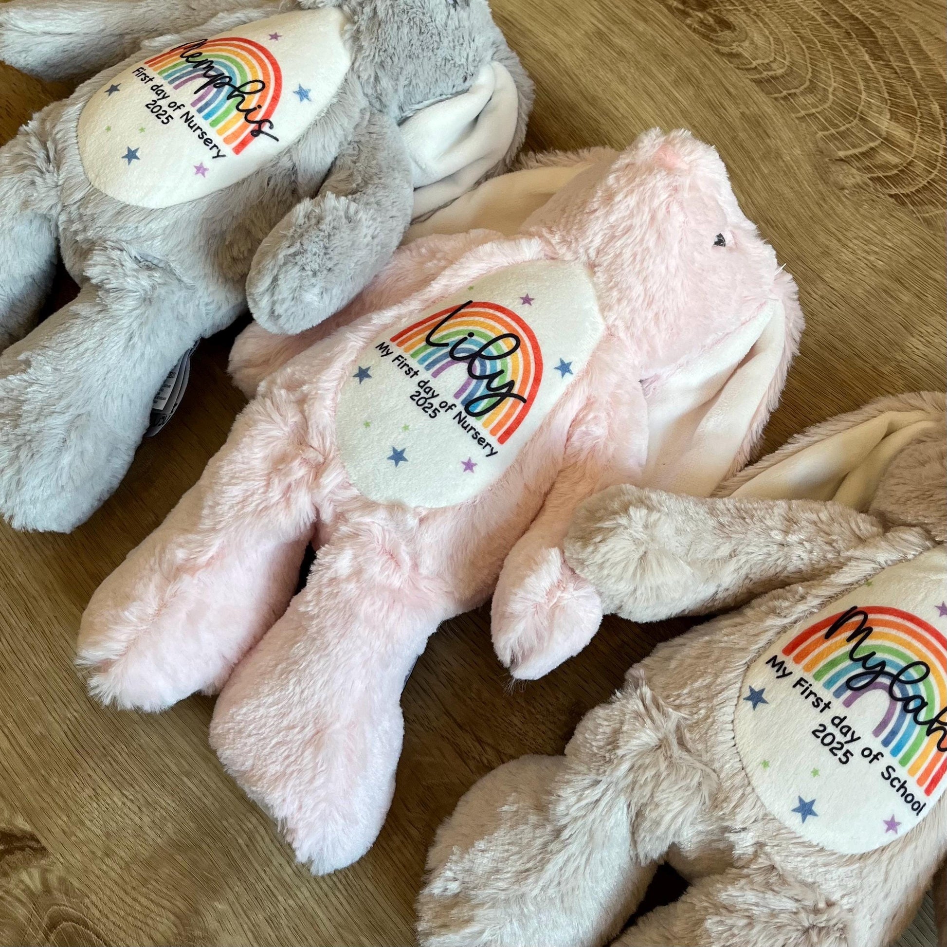 Personalised first day of school rainbow teddy, Personalised first day of preschool teddy, Personalised first day of nursery teddy