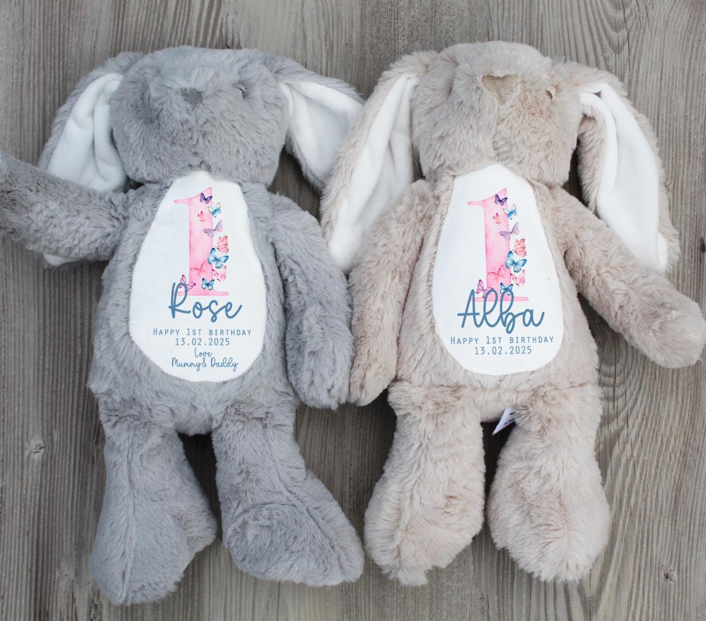 Personalised first birthday pink butterfly teddy gift, Personalised 1st birthday pink butterfly teddy gift, My first birthday keepsake gift