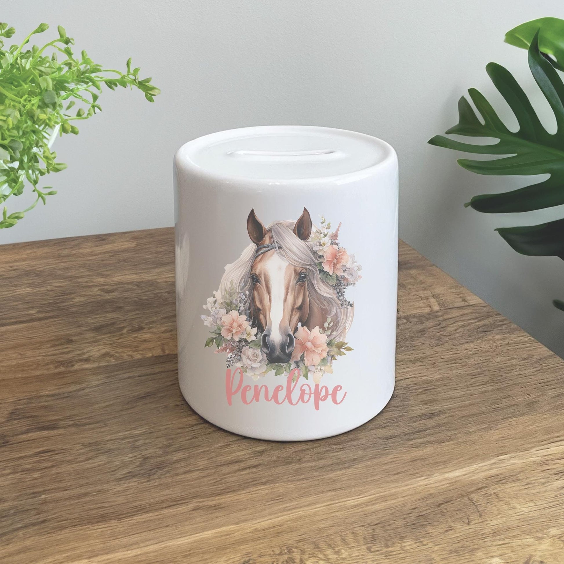 Personalised horse money pot, Personalised pony money pot, Horse bedroom decor, Personalised pony decor