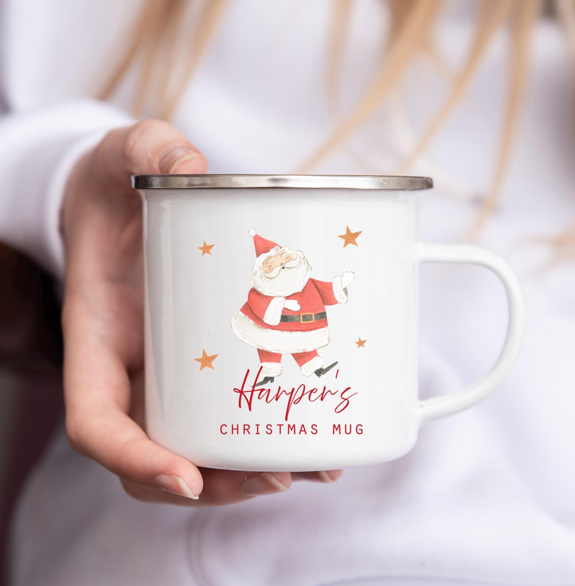 Personalised milk for santa mug , Santas milk mug , Christmas eve box filler , Christmas eve tradition , Hot chocolate enamel mug