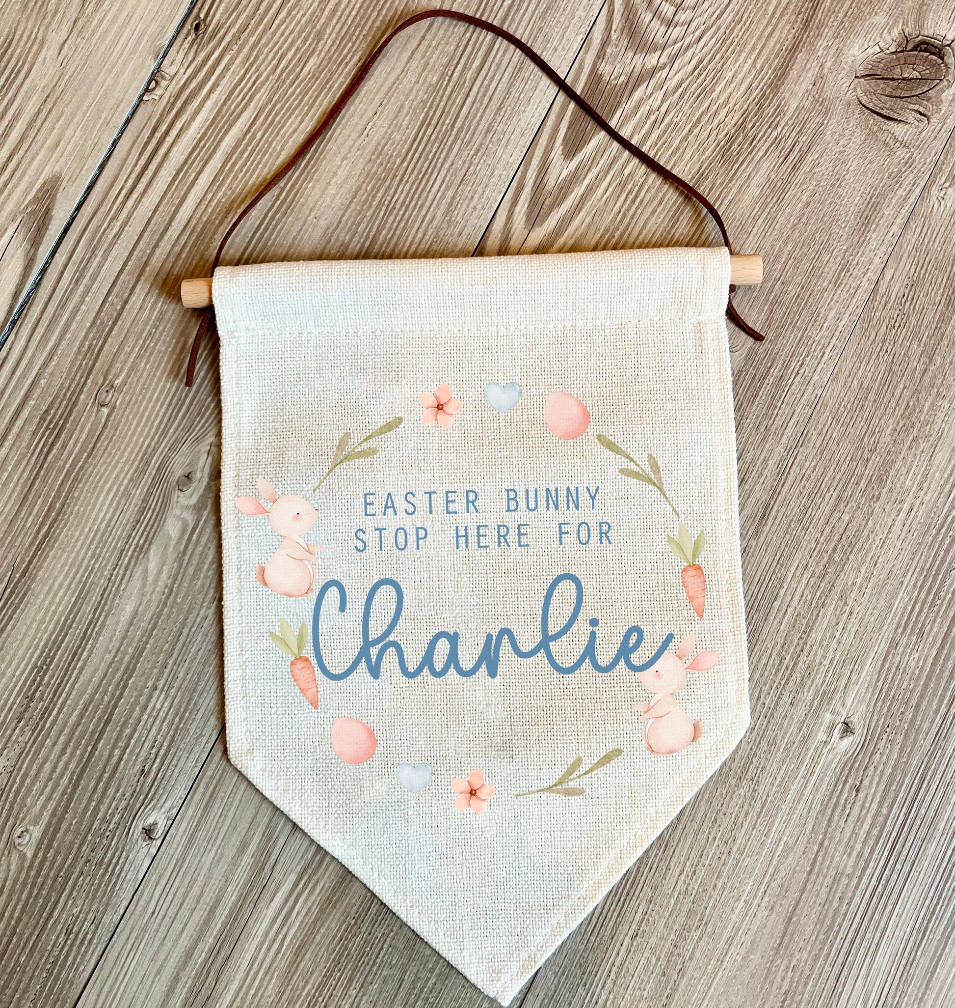 Personalised easter bunny stop here wall hanging, easter bunny stop here, easter bunny sign, easter decor