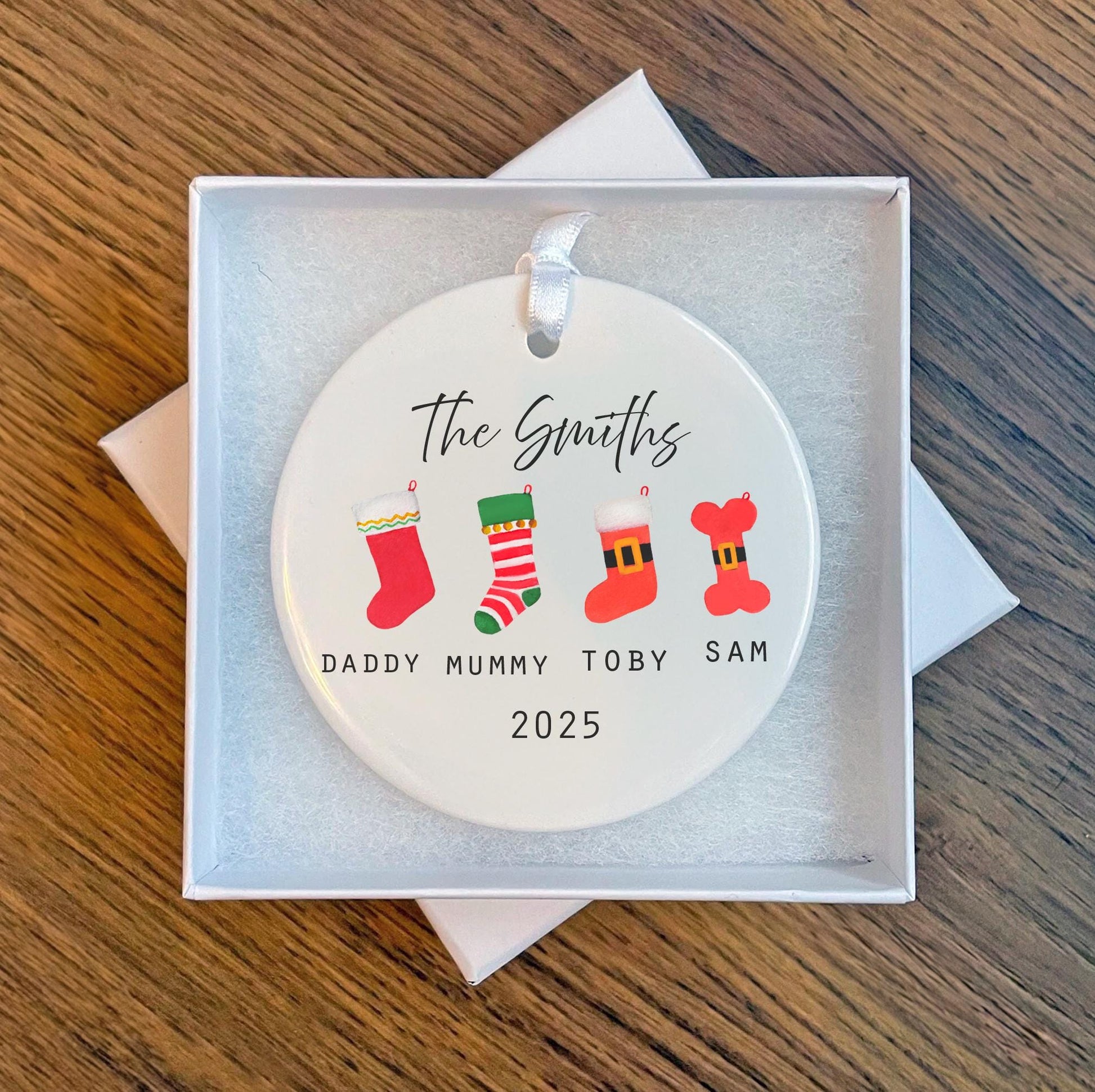 Personalised family stocking Christmas tree decoration christmas eve box personalised santa sack first christmas gift