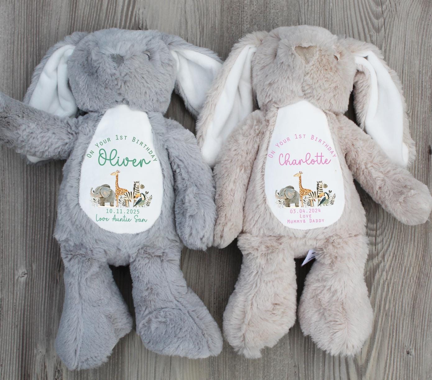 Personalised first birthday safari animal teddy, Personalise 1st birthday jungle animal teddy, Birthday teddy, On first birthday teddy