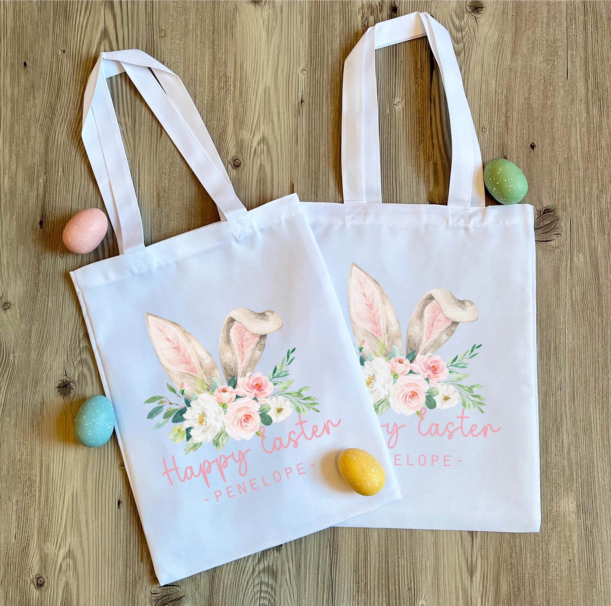 Personalised floral easter bunny gift bag, Easter bag, Easter accessories, Personalised easter gifts, Easter basket, easter egg hunt bag