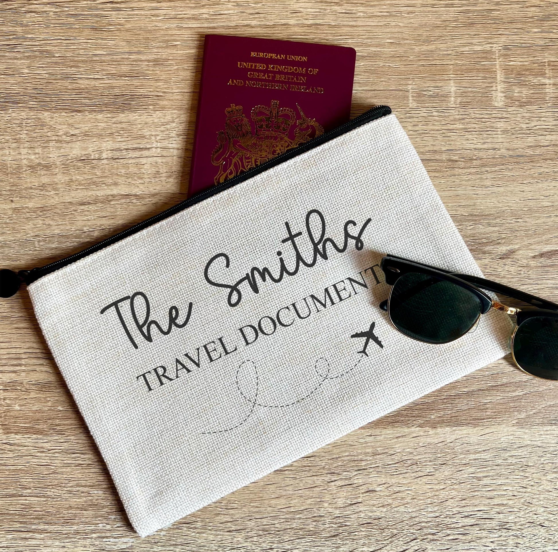 Personalised holiday passport wallet holder, Travel document holder, Personalised passport family holder, Travel family passport wallet