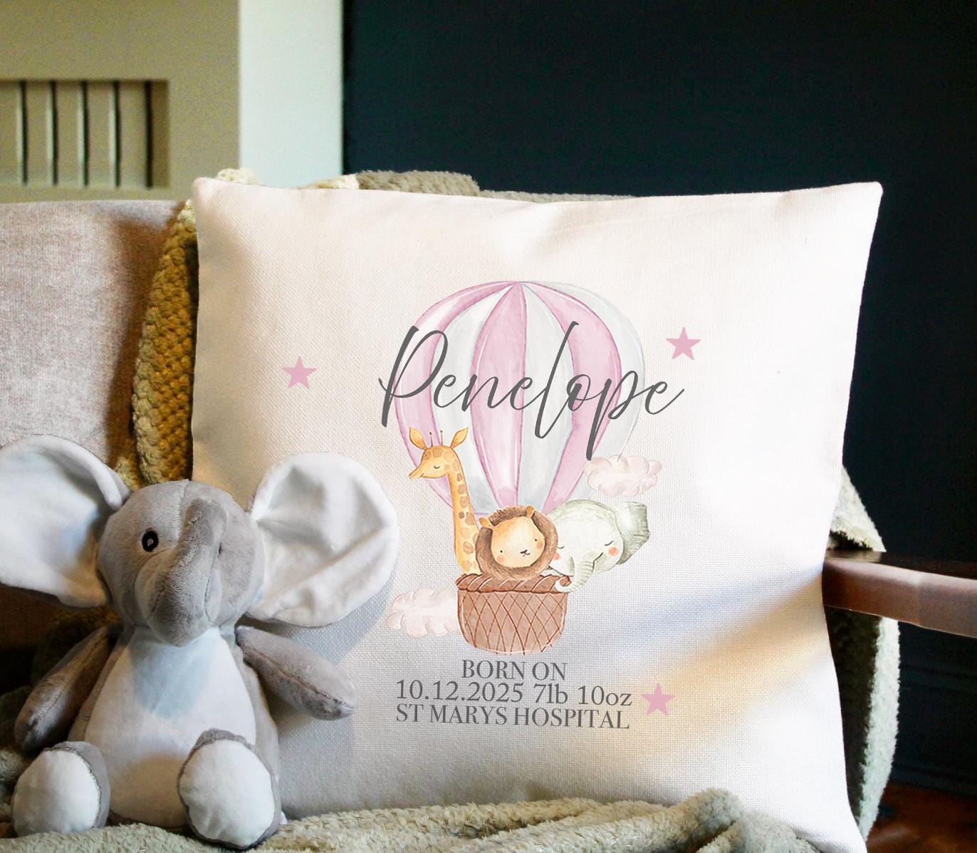 Personalised newborn baby birth stat cushion, new born baby gift, gender neutral gift, baby gift, baby cushion, unisex gift