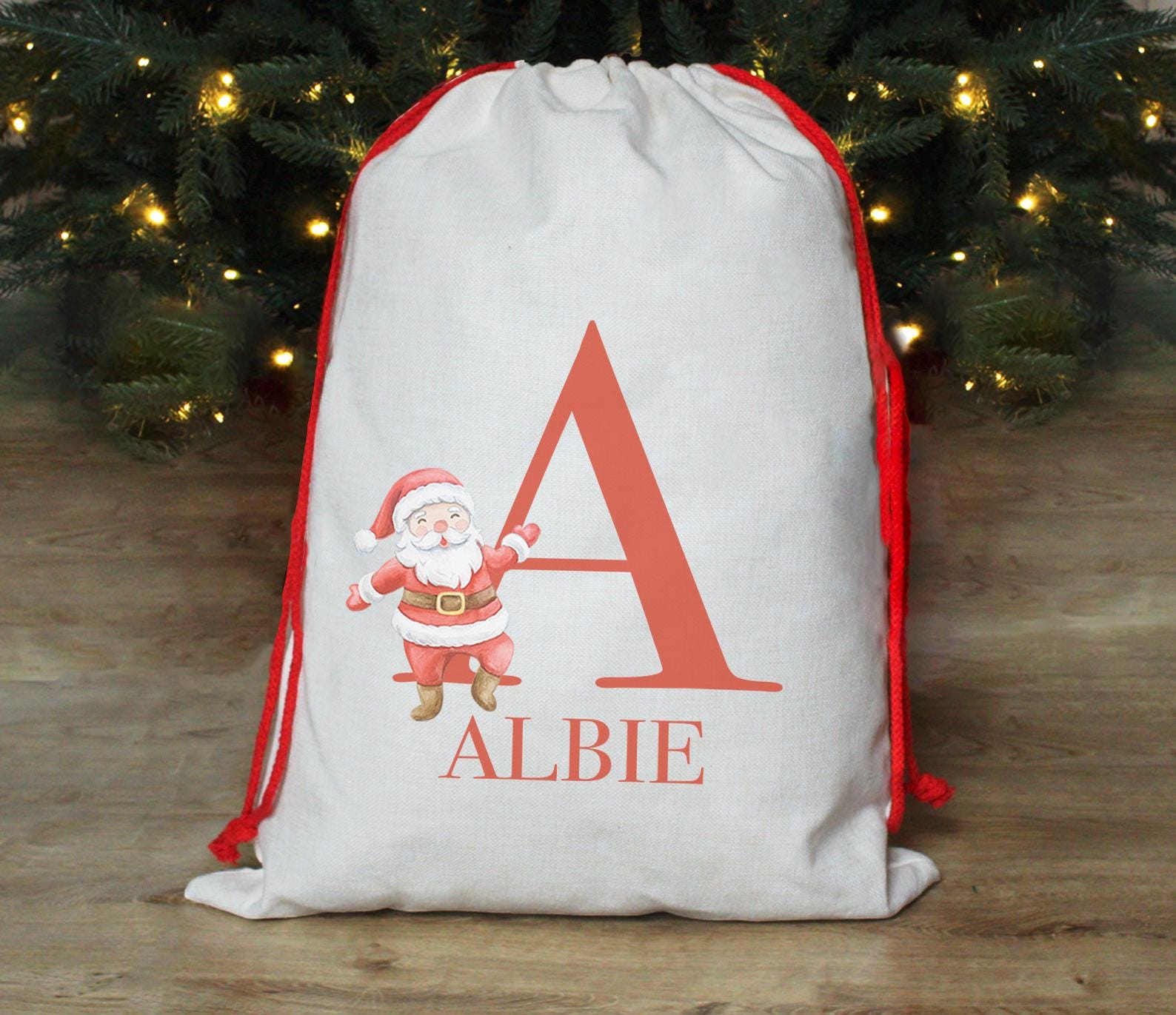 Personalised christmas initial santa sleigh christmas eve present sack, stocking christmas eve box, personalised santa sack, xmas sack