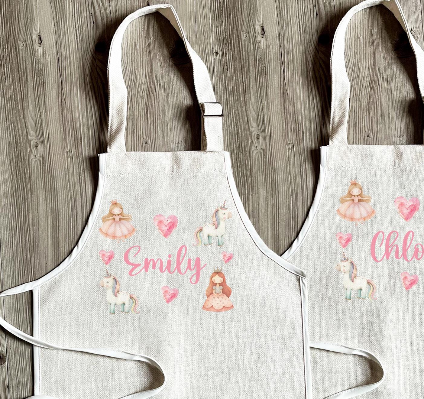 Personalised princess childrens baking apron, Personalised childrens princess cooking apron,  Childrens baking apron, Childrens gift