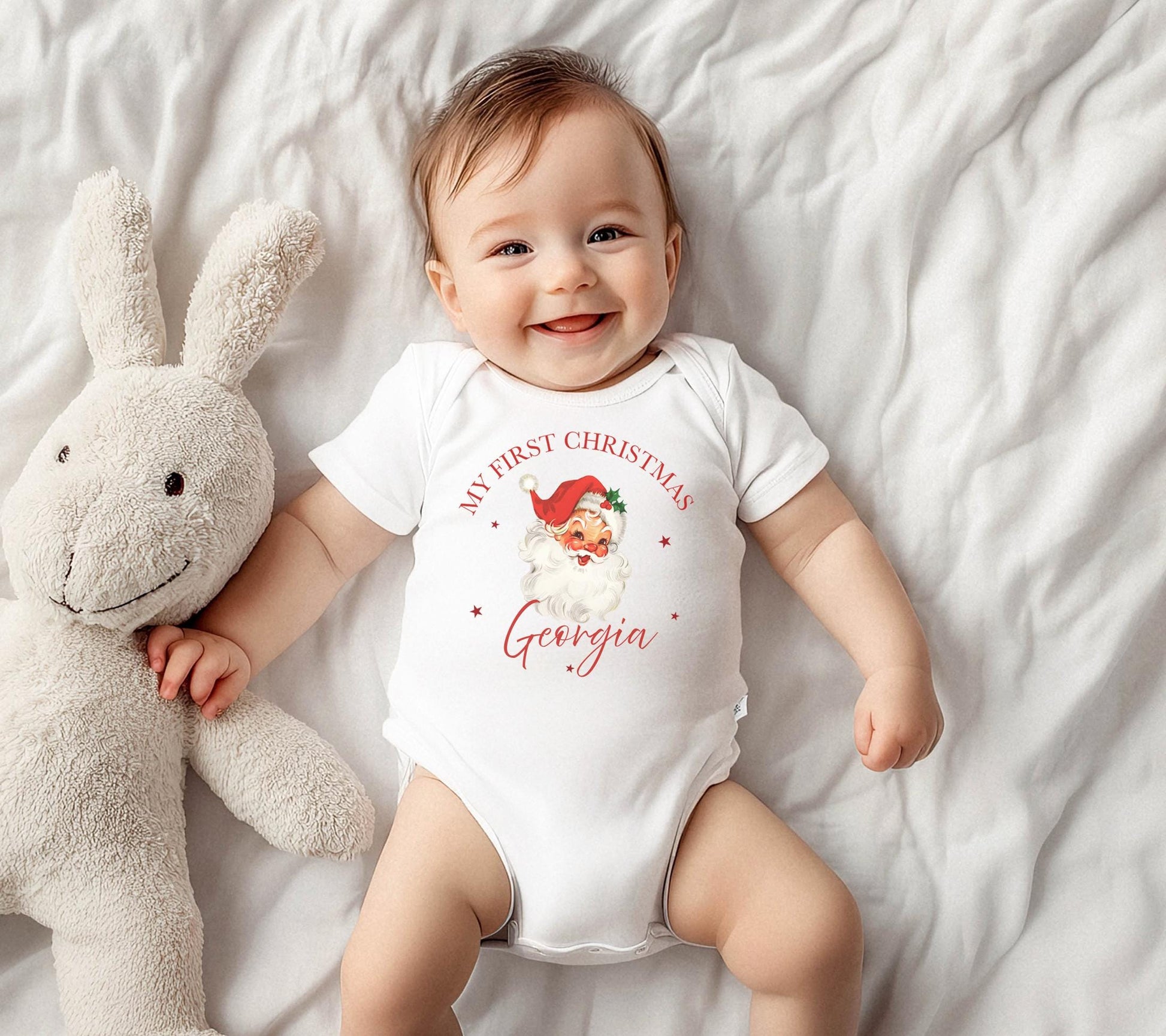 Personalised first christmas vintage outfit, First christmas sleepsuit, My first christmas vest, My 1st christmas outfit, Vintage baby vest