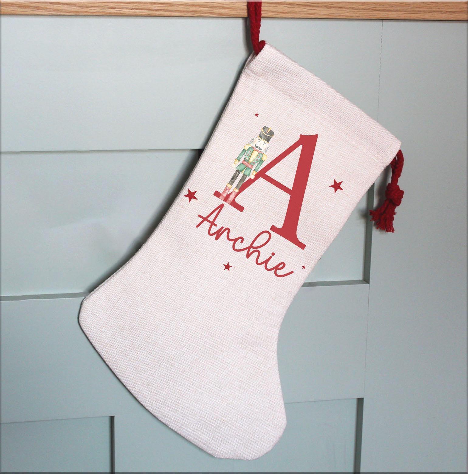 personalised stocking, Christmas sack, Christmas nutcracker, sugar plum fairy, girl, boy, Christmas Eve box, first Christmas gift