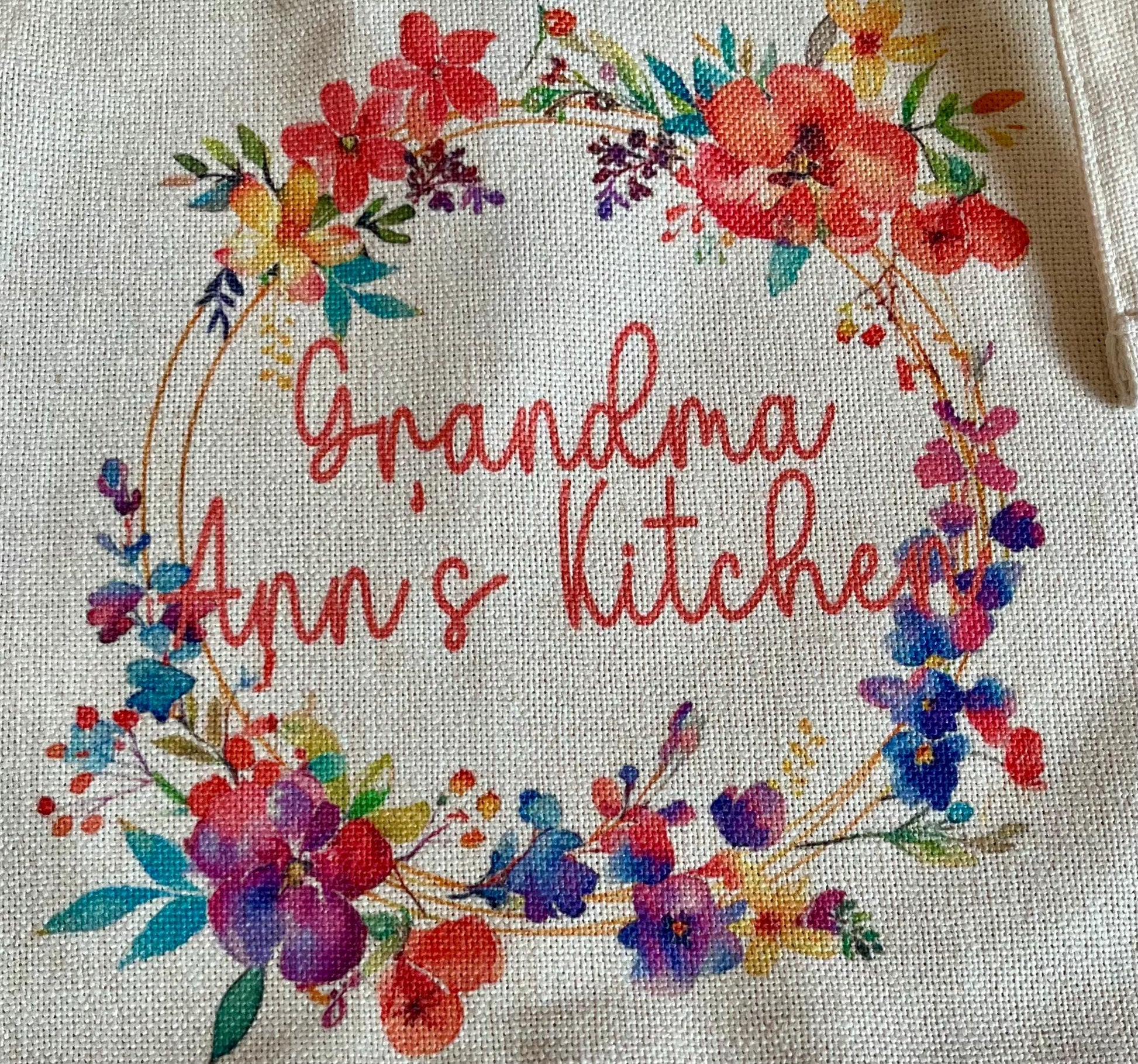 Personalised nanny flower apron gift grandkids grandmother custom present pinny, Grandmas baking apron, Nannys cooking apron