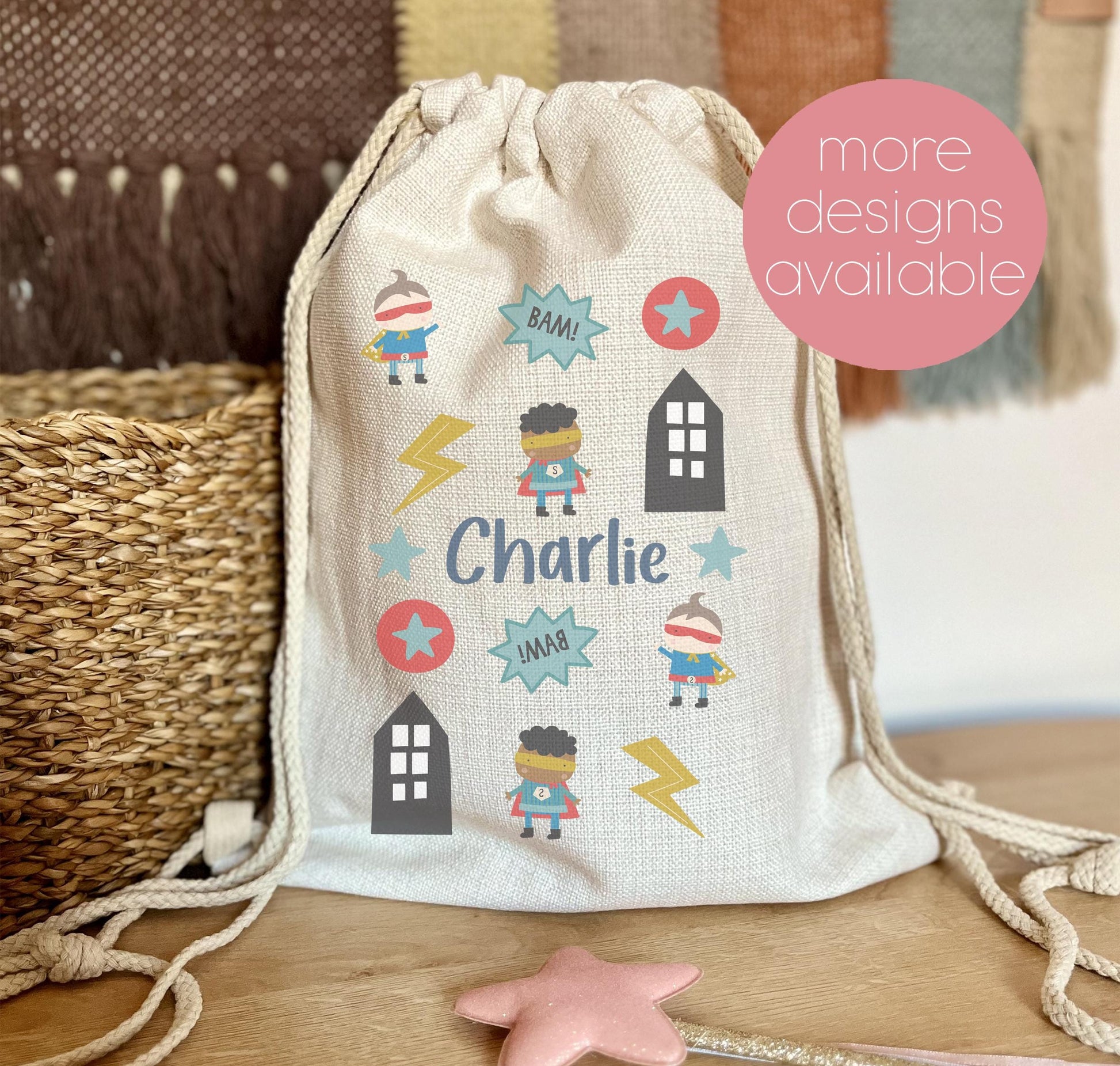 Personalised drawstring bag, PE bag, school bag, Superhero bag, Space bag, Cars bag, preschool bag, nursery bag, swimming bag