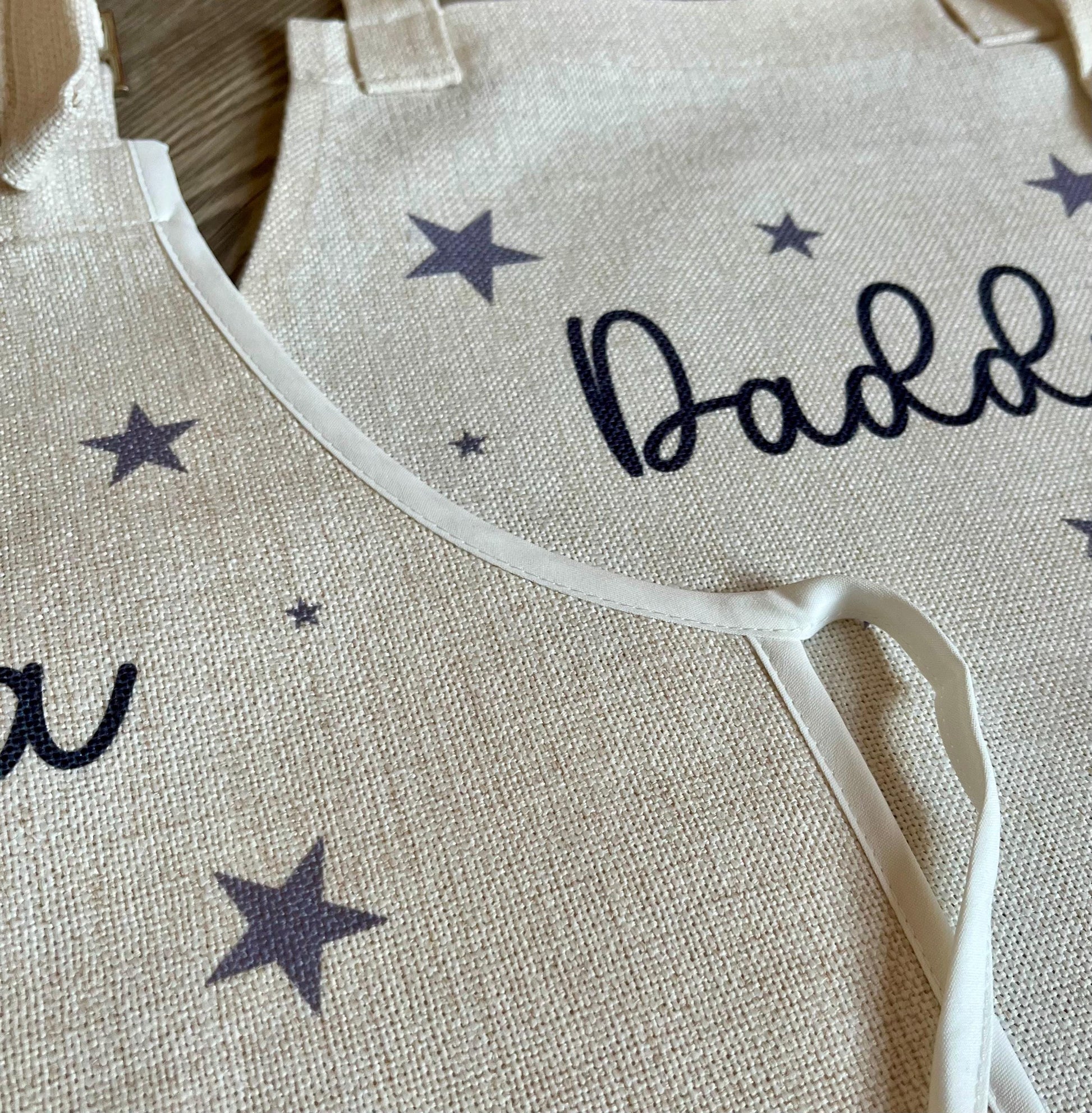 Personalised daddy and child star matching aprons, Father and son day apron, Fathers day baking apron, Grandad baking apron