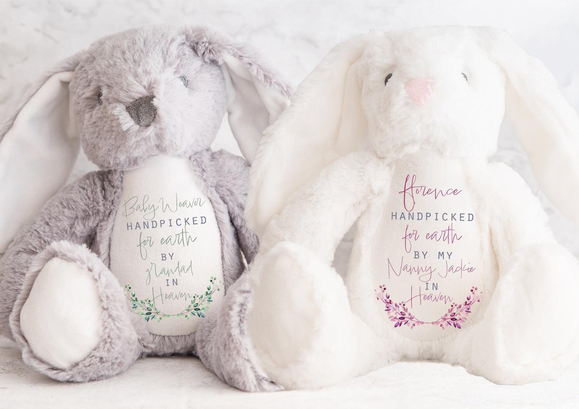 Personalised handpicked for earth by nanny in heaven teddy , Handpicked for earth by grandad in heaven teddy , handpicked for earth teddy