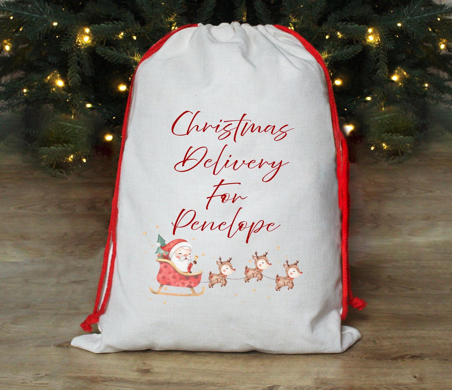 Personalised christmas santa sleigh family christmas eve present sack stocking xmas gift christmas eve box personalised santa sack