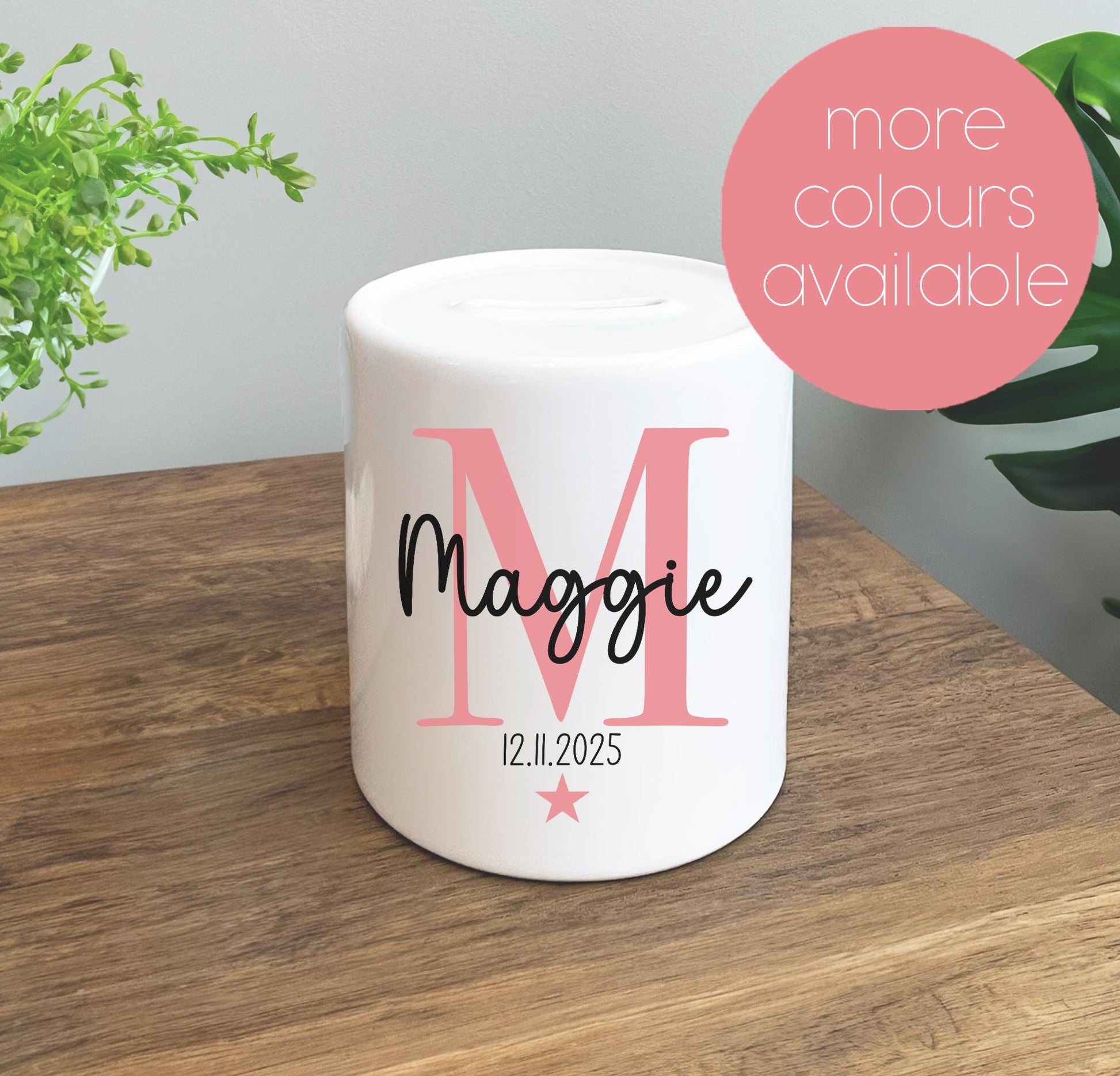 Personalised newborn baby keepsake gift money pot, Personalised newborn baby piggy bank gift, Personalised Newborn baby money box gift