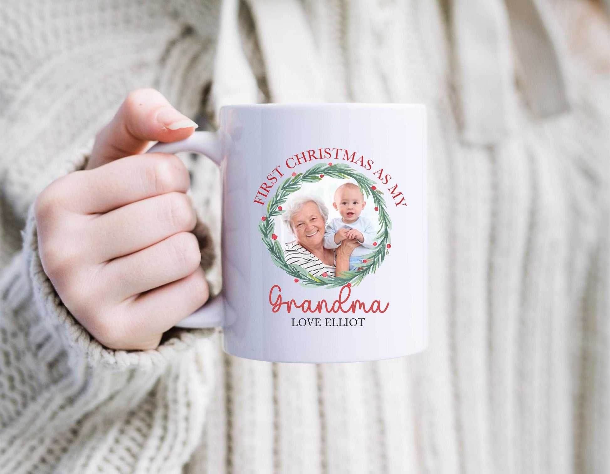 Personalised grandparent photo mug , First time grandparent photo gift , Personalised Christmas gift , Christmas photo mug , Stocking filler