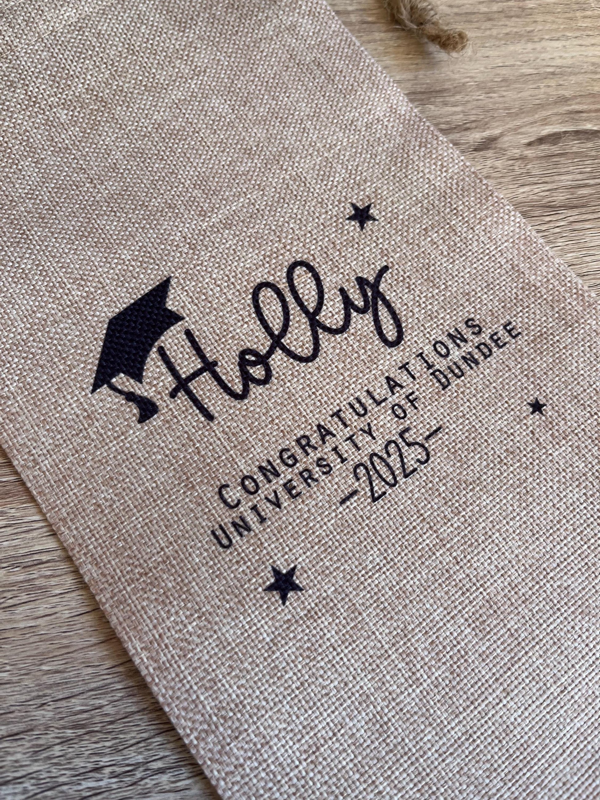 Personalised graduation wine bottle bag university gift, Congratuations university wine bottle gift bag, Personalised wine bottle gift bag