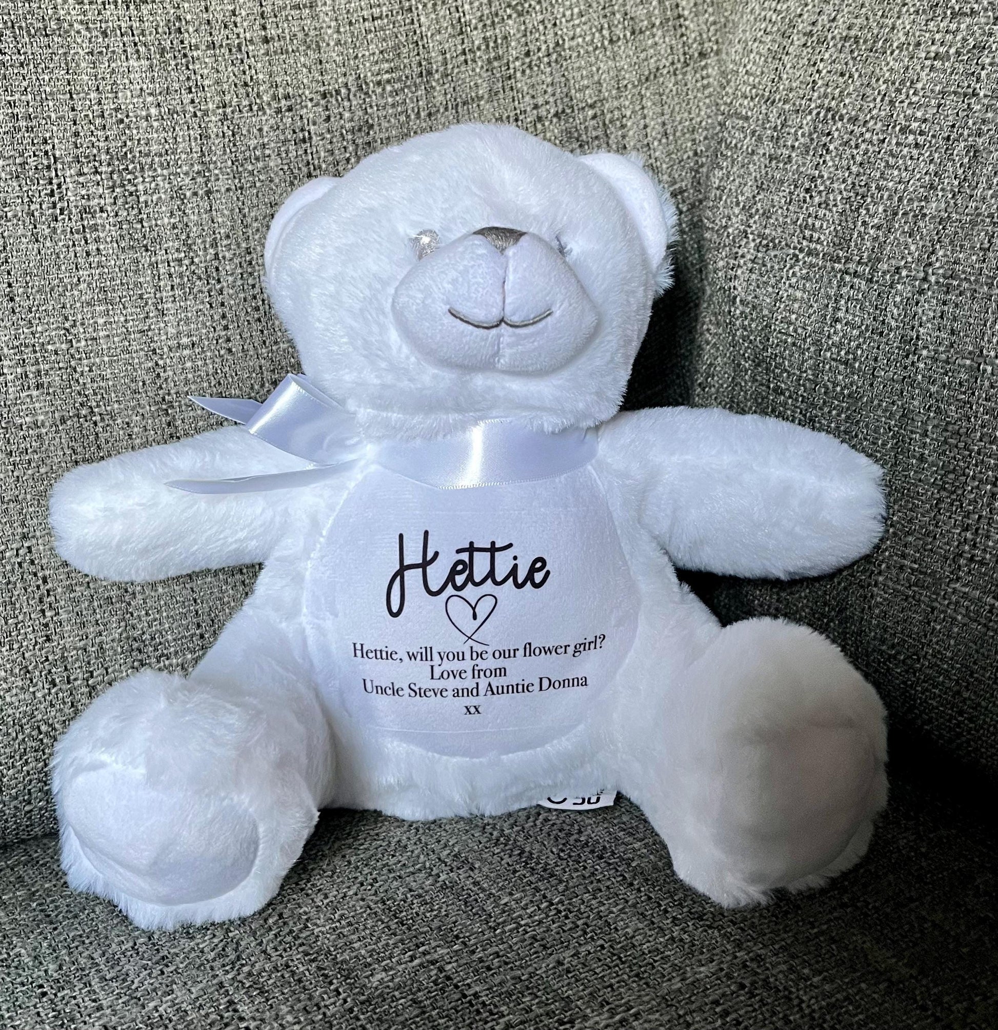 Personalised will you be our flower girl heart teddy, flower girl proposal, bridesmaid proposal