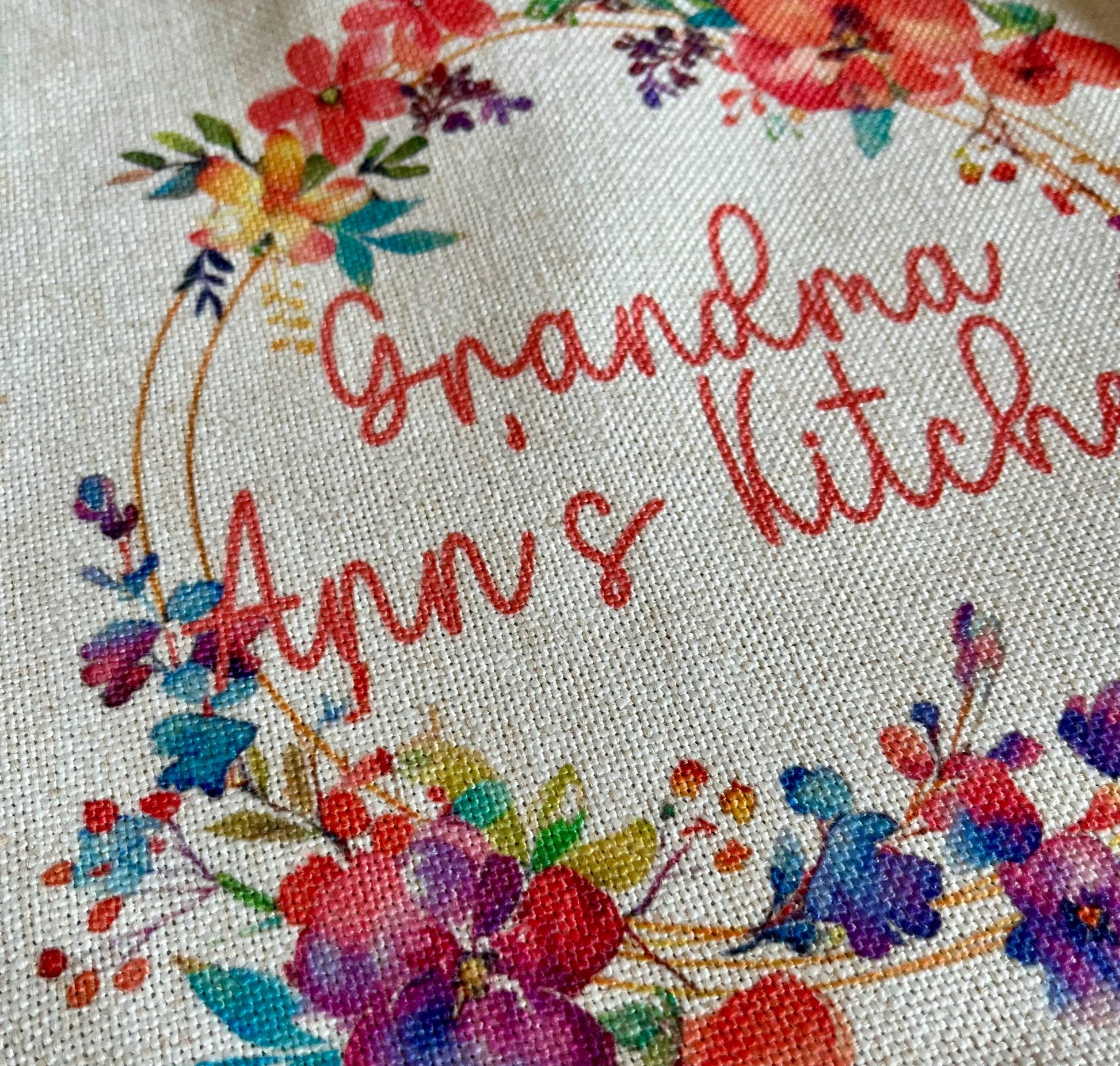 Personalised nanny flower apron gift grandkids grandmother custom present pinny, Grandmas baking apron, Nannys cooking apron