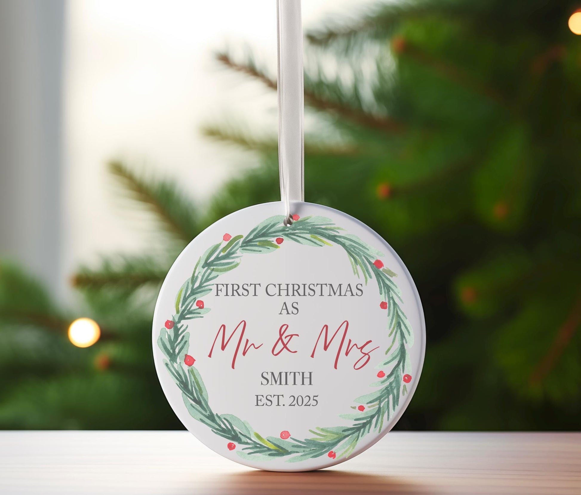 Personalised first christmas as mr and mrs tree bauble, Newly married christmas tree bauble, Xmas mr and mrs bauble, Mr and Mrs bauble