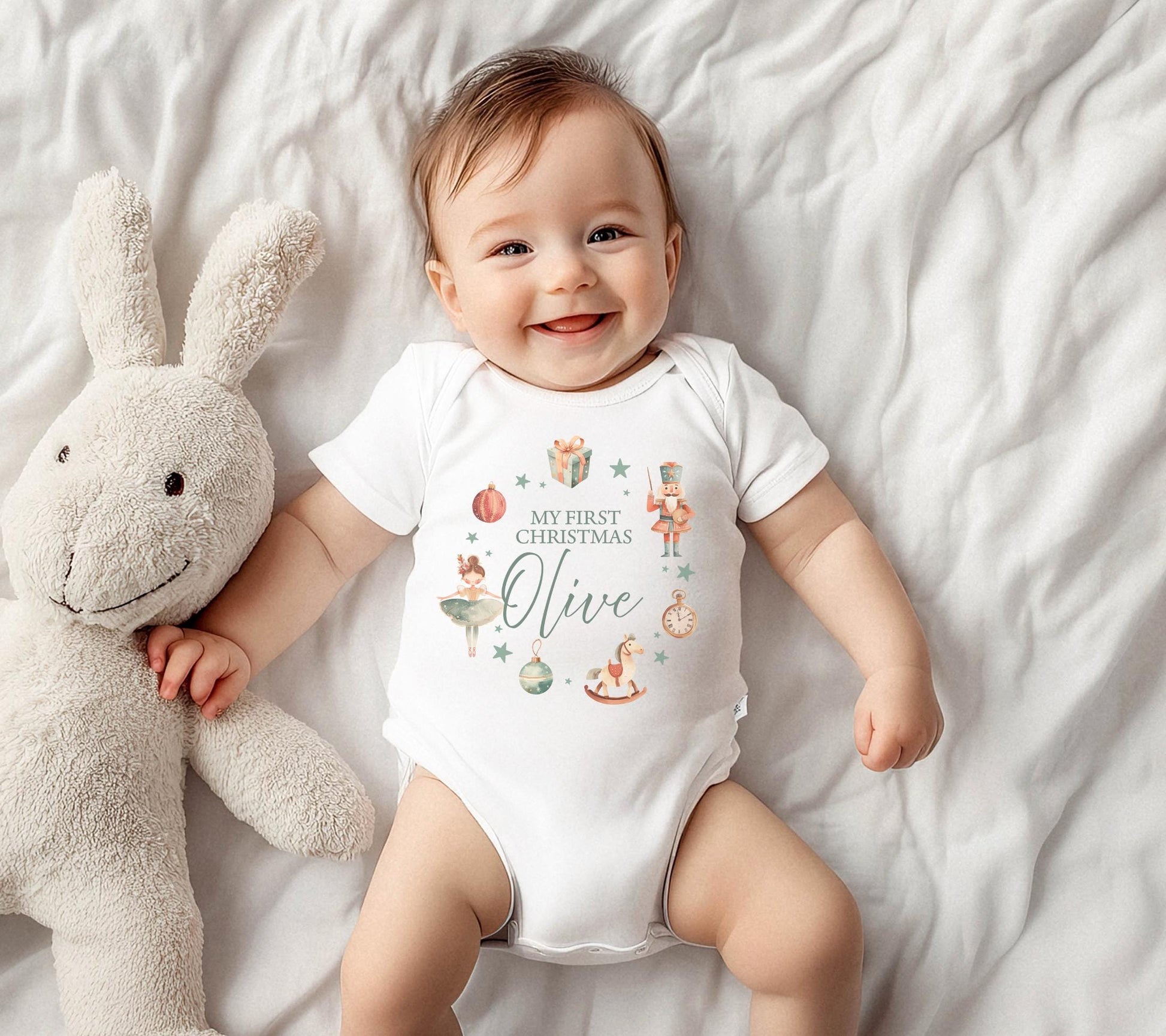 Personalised first christmas nutcracker outfit, First christmas sleepsuit, My first christmas vest, My 1st christmas outfit