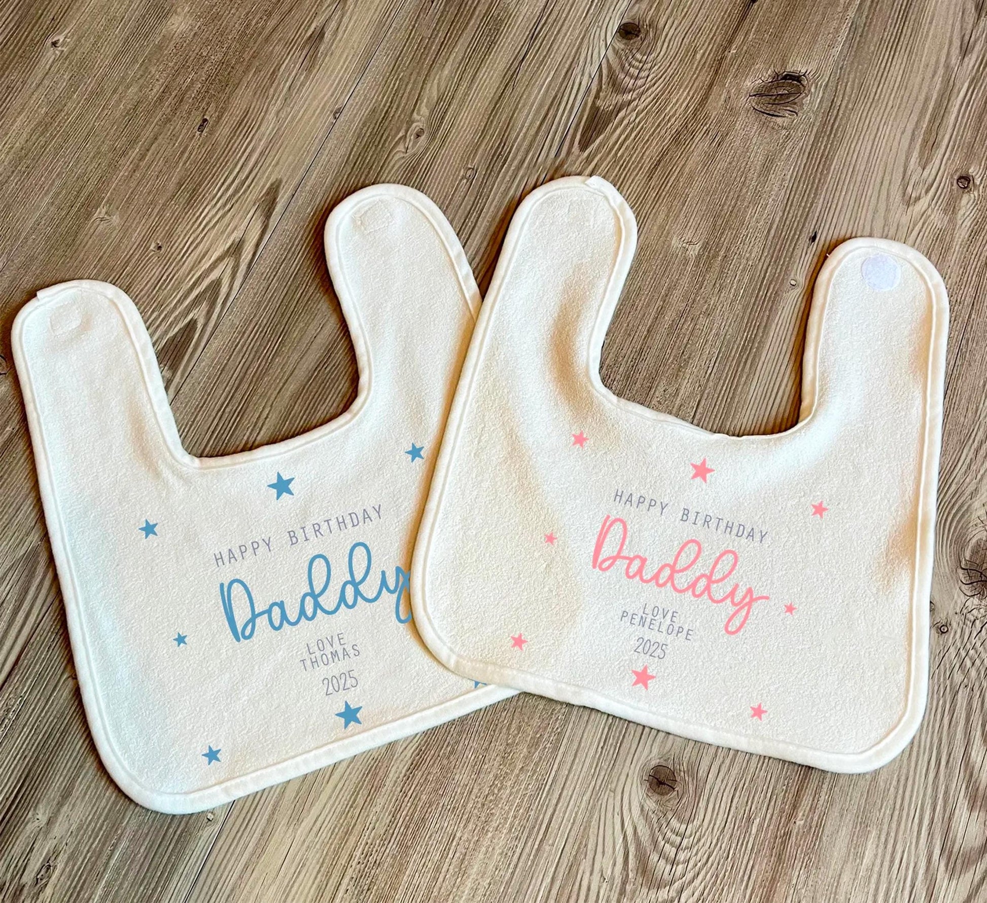 Personalised happy birthday daddy bib , Happy birthday bib , Daddy birthday bib , Our first birthday as my daddy  bib