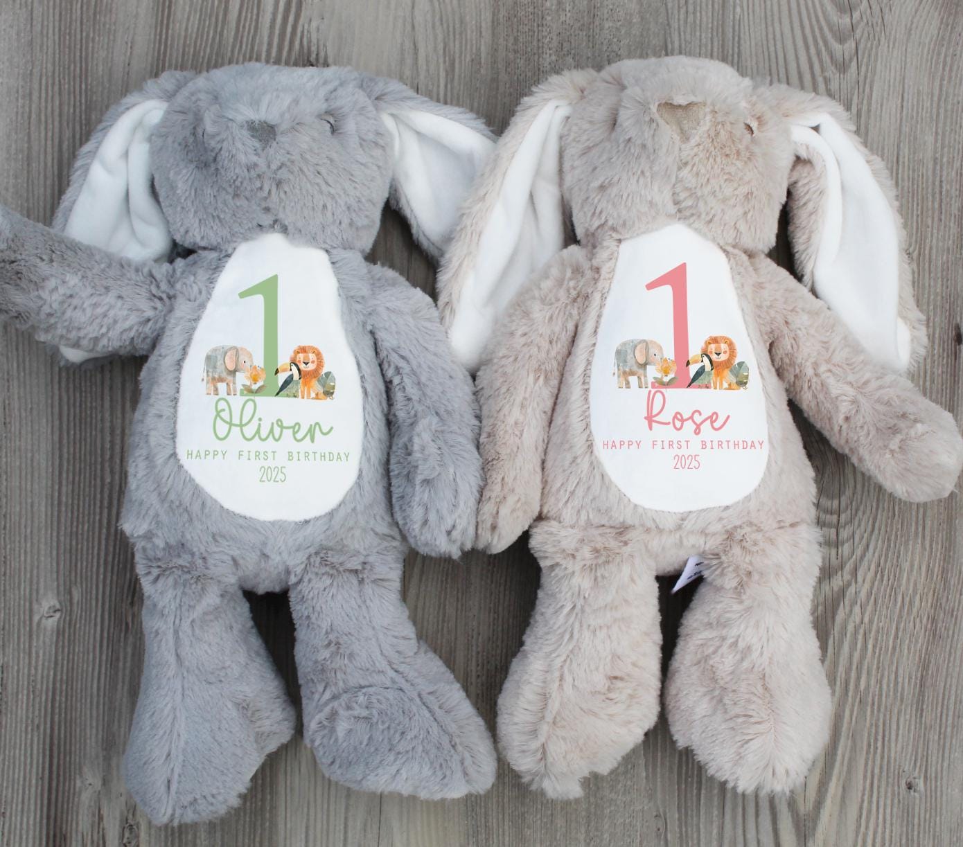 Personalised first birthday safari aninal teddy gift, Personalised 1st birthday jungle animal teddy gift, My first birthday keepsake gift