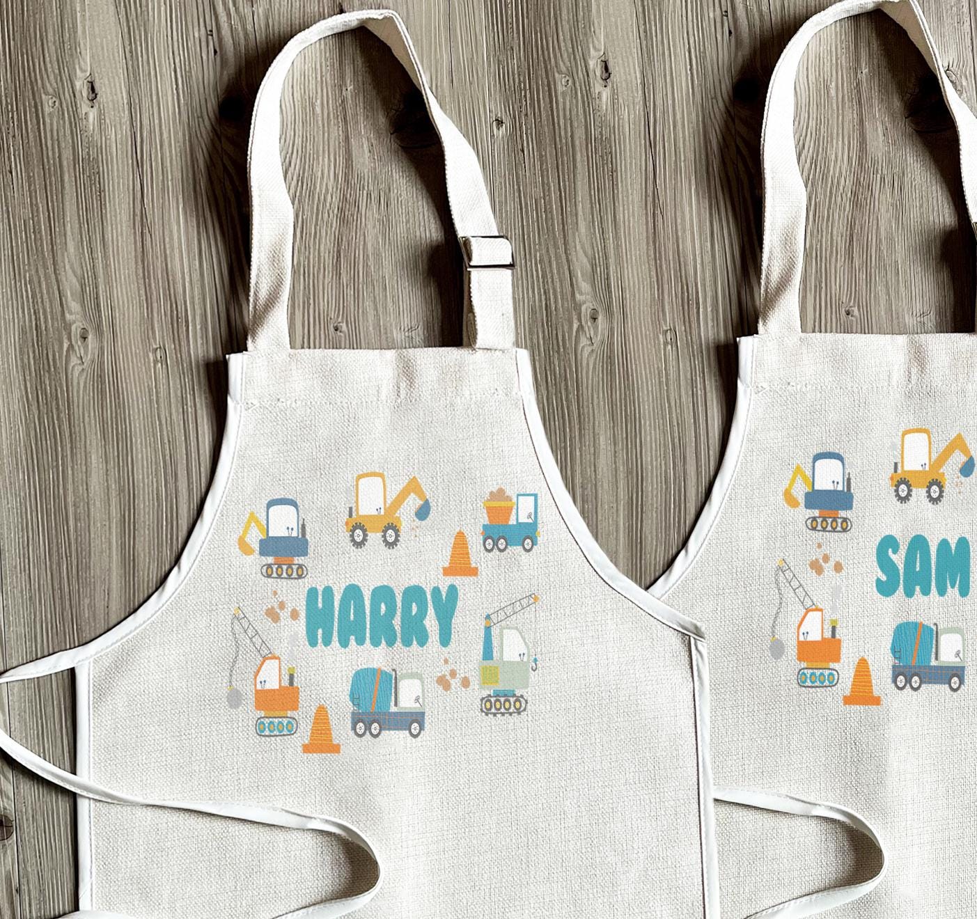 Personalised modern contemporay builder digger baking  apron gift, Digger baking apron, Digger cooking apron