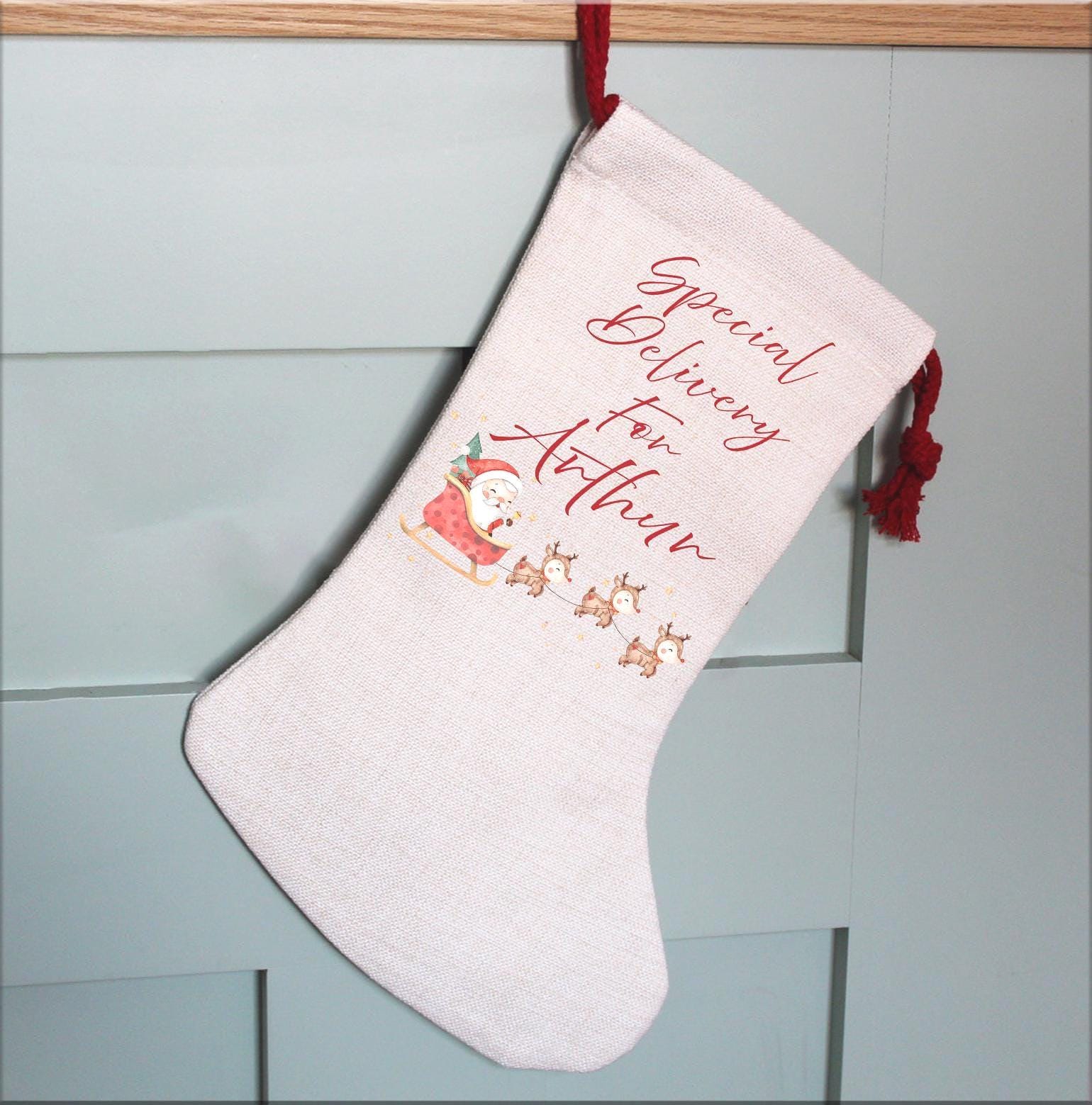 Personalised special delivery woodland animal christmas stocking christmas eve box personalised santa sack first christmas gift
