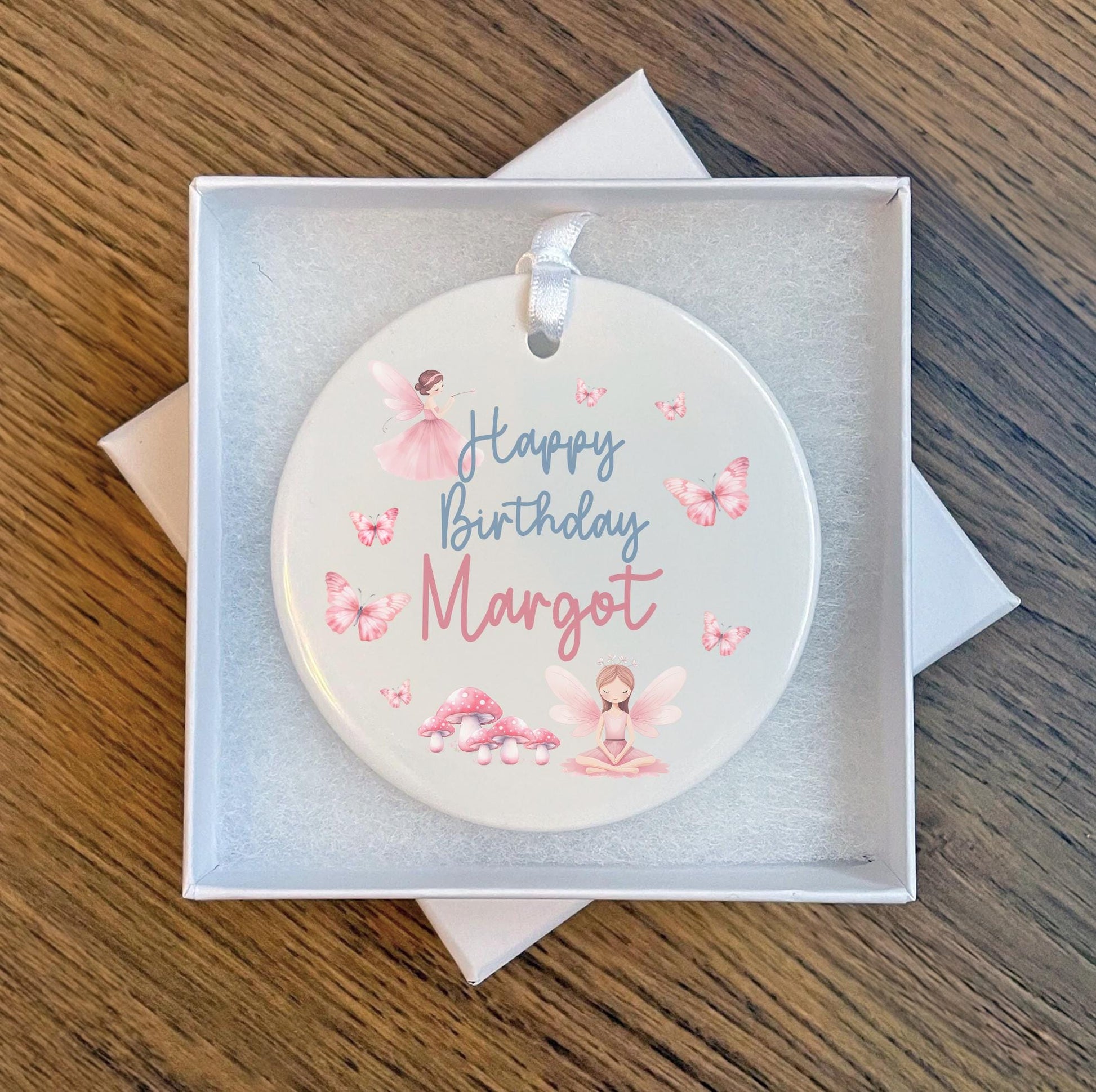 Personalised fairy happy birthday ceramic disc personalised first birthday gift, first birthday gift for boys and girls, birthday gift