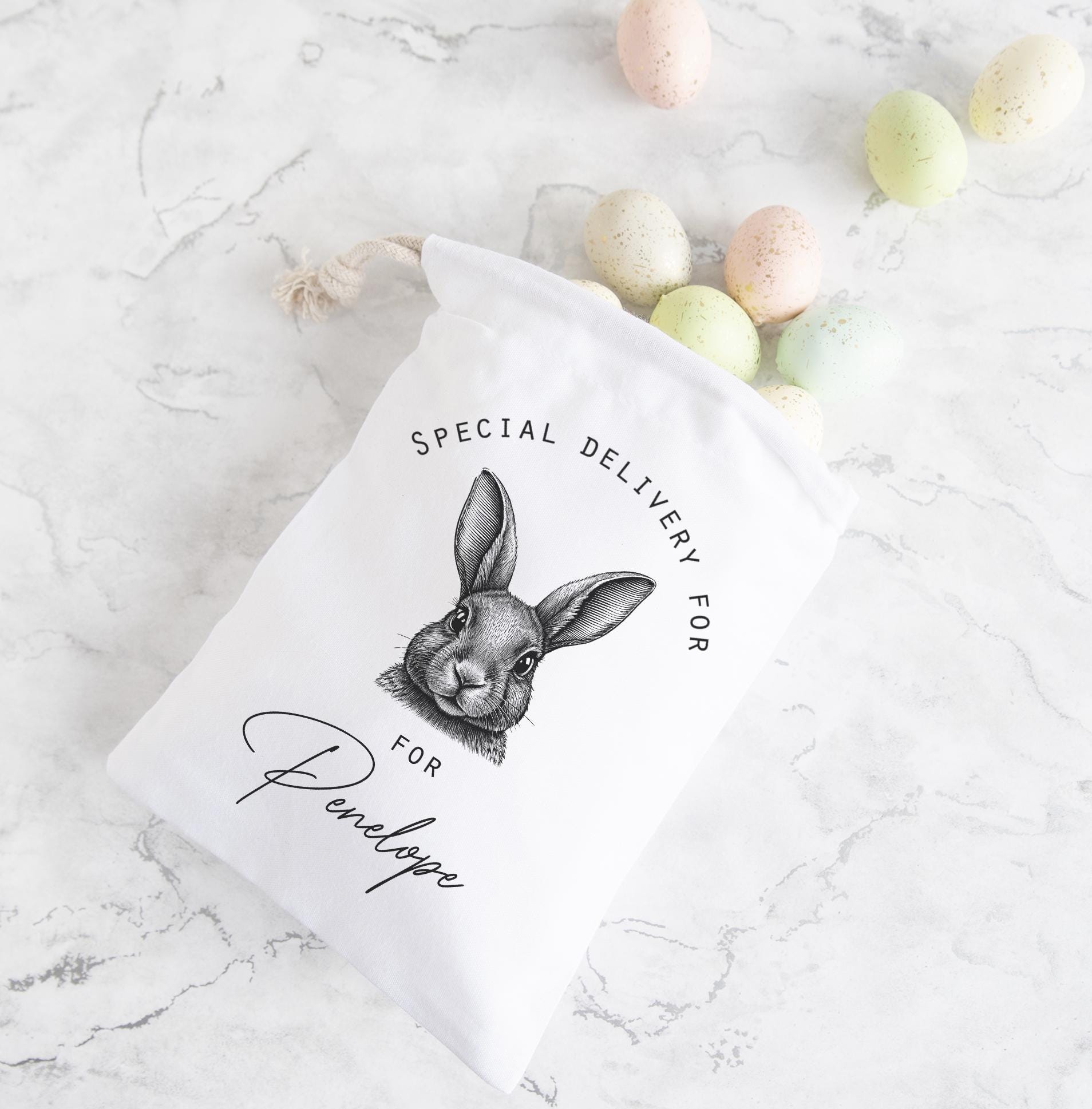 Personalised easter traditional bunny treat sack, Personalised easter bunny bag, Easter treat bag, Easter chocolate egg bag