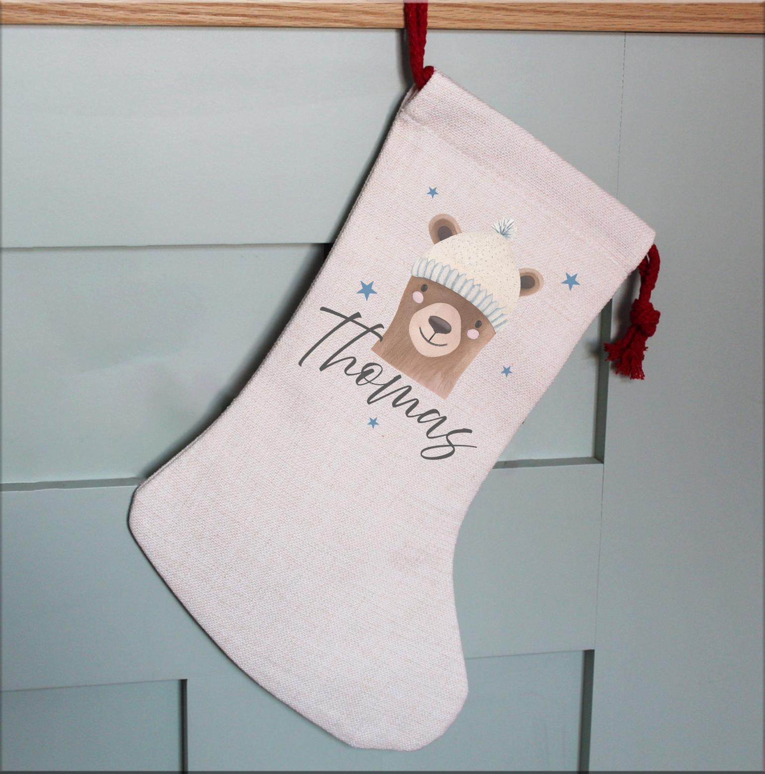 Personalised special delivery winter bear boy christmas stocking christmas eve box personalised santa sack first christmas gift