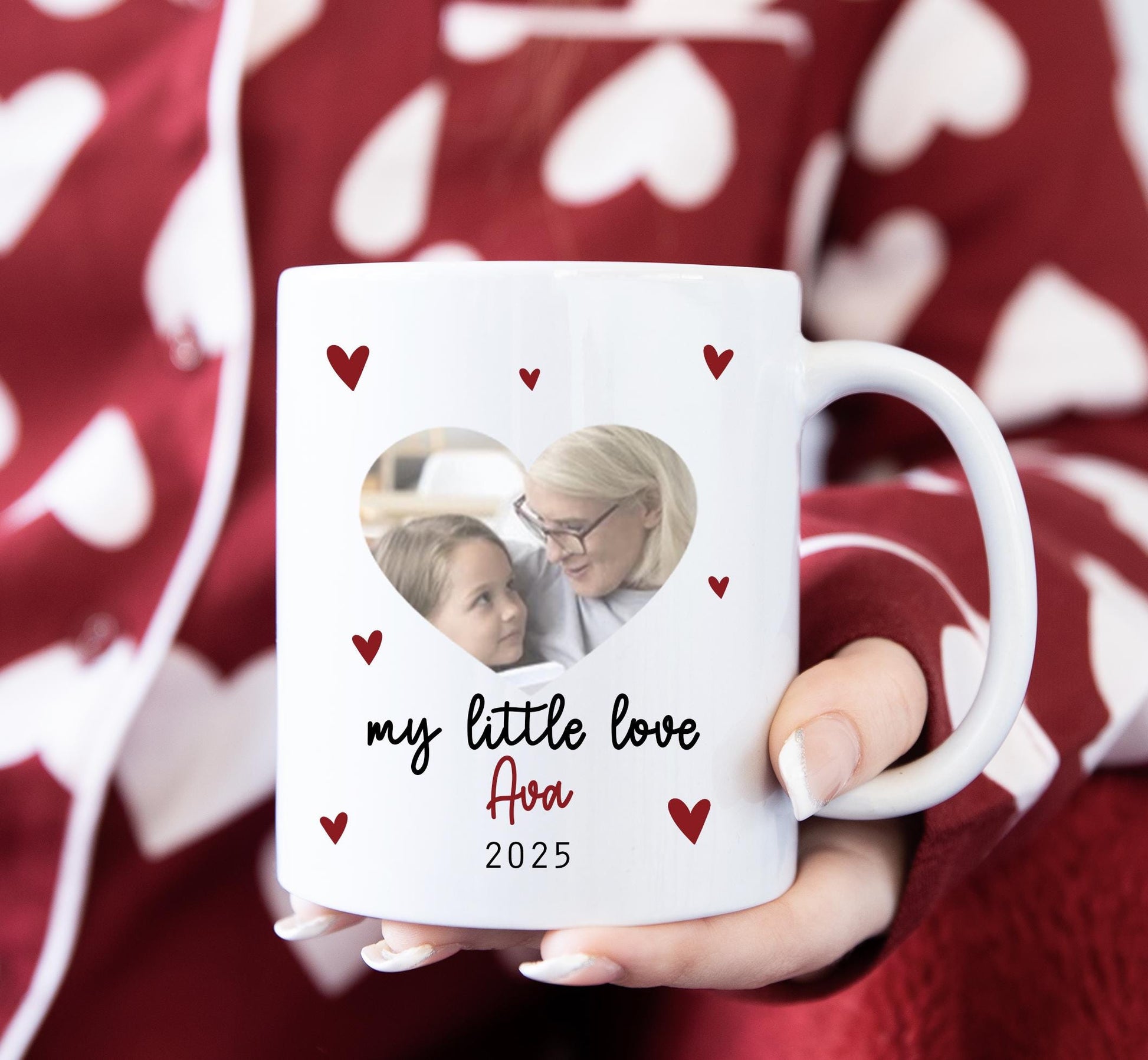 Personalised my little love valentines day photo heart mug, Valentines day mug, personalised valentines day photo mug