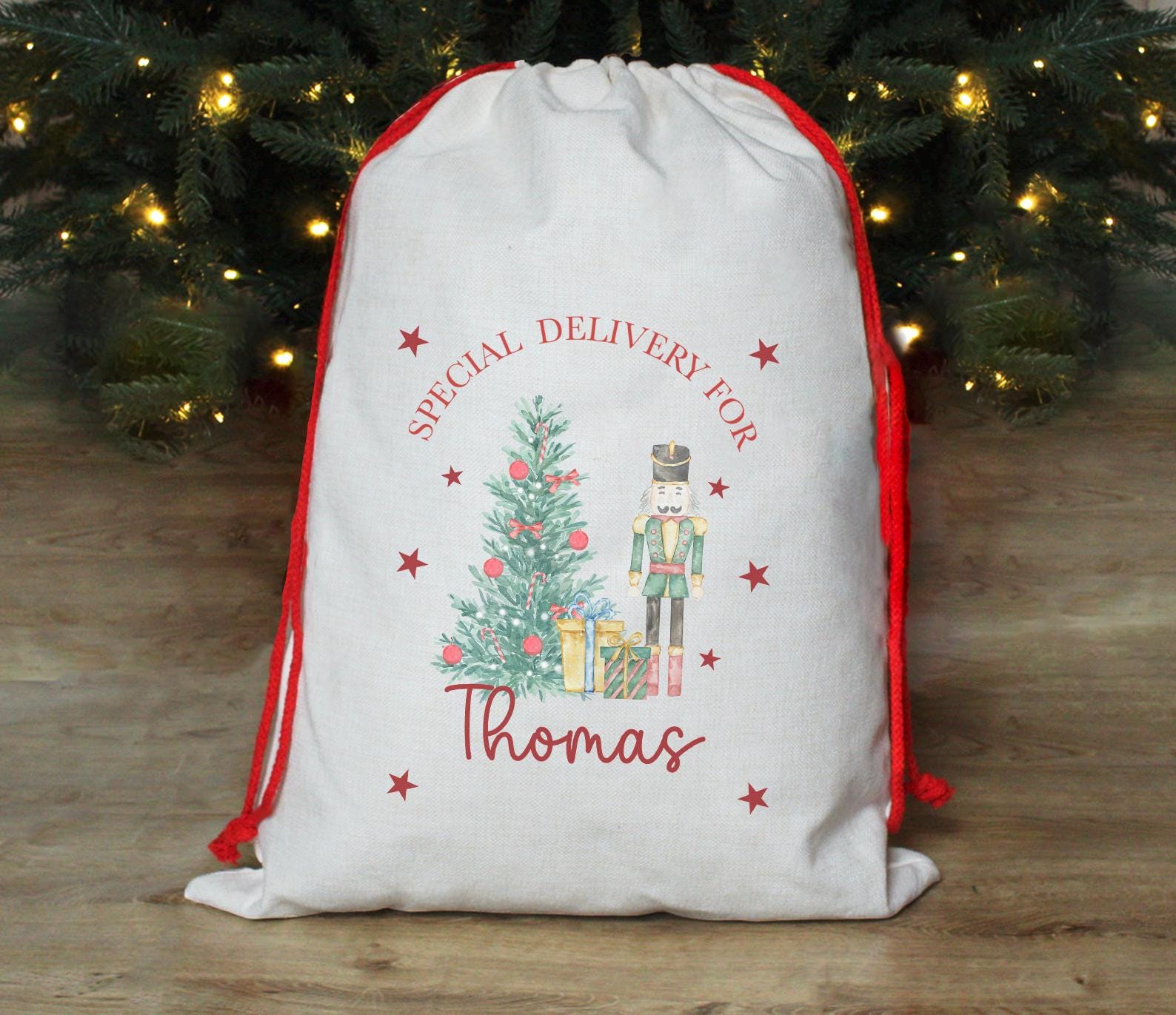Personalised special delivery nutcracker gift sack christmas eve box personalised santa sack first christmas gift