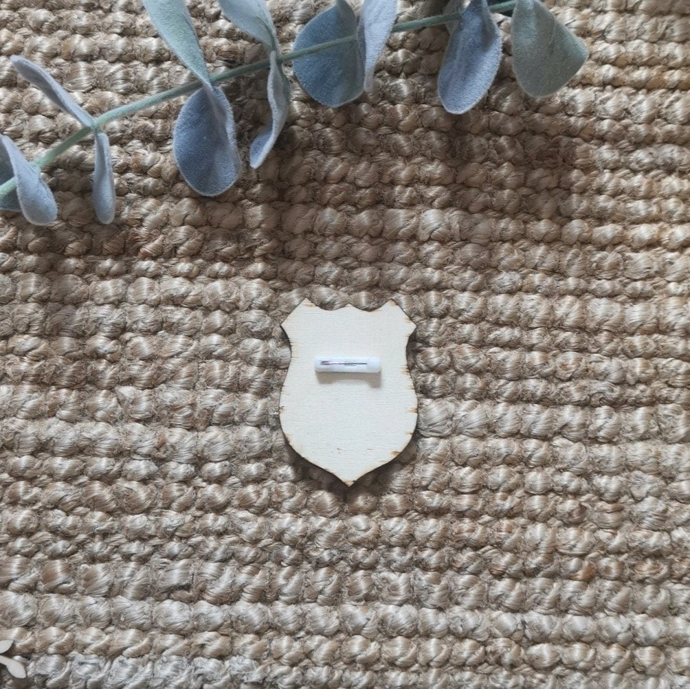 Personalised engraved Page boy best man ring bearer wooden badge police badge